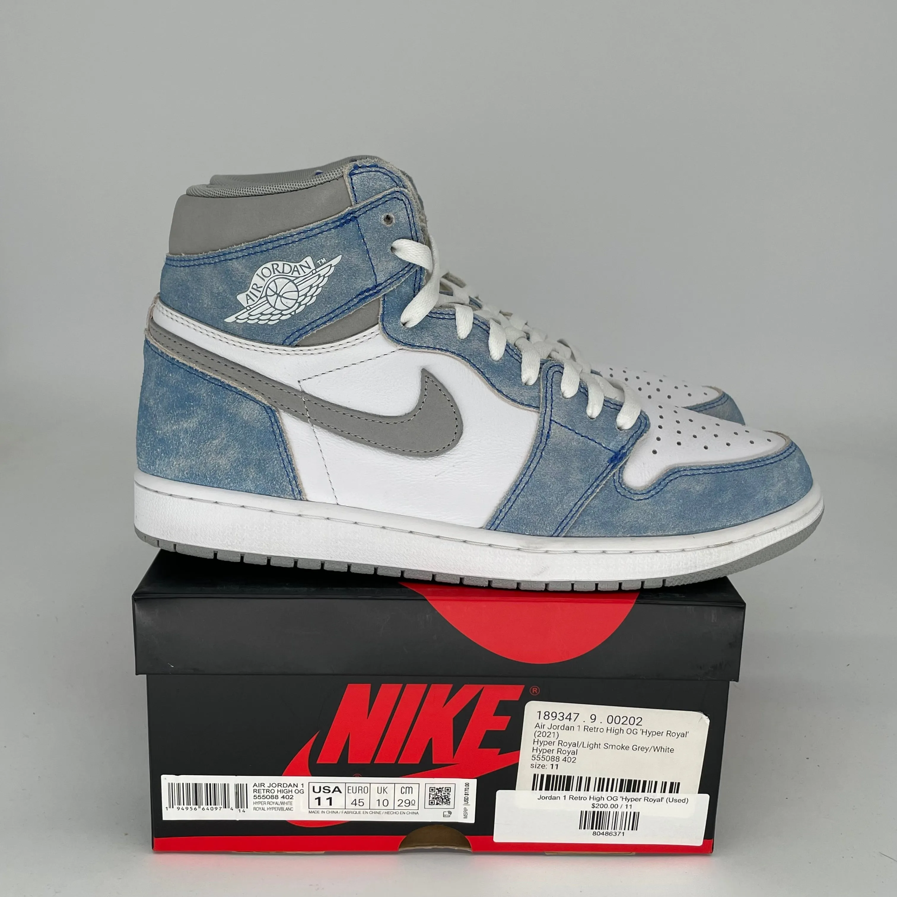 AIR JORDAN 1 HYPER ROYAL SIZE 11 555088-402