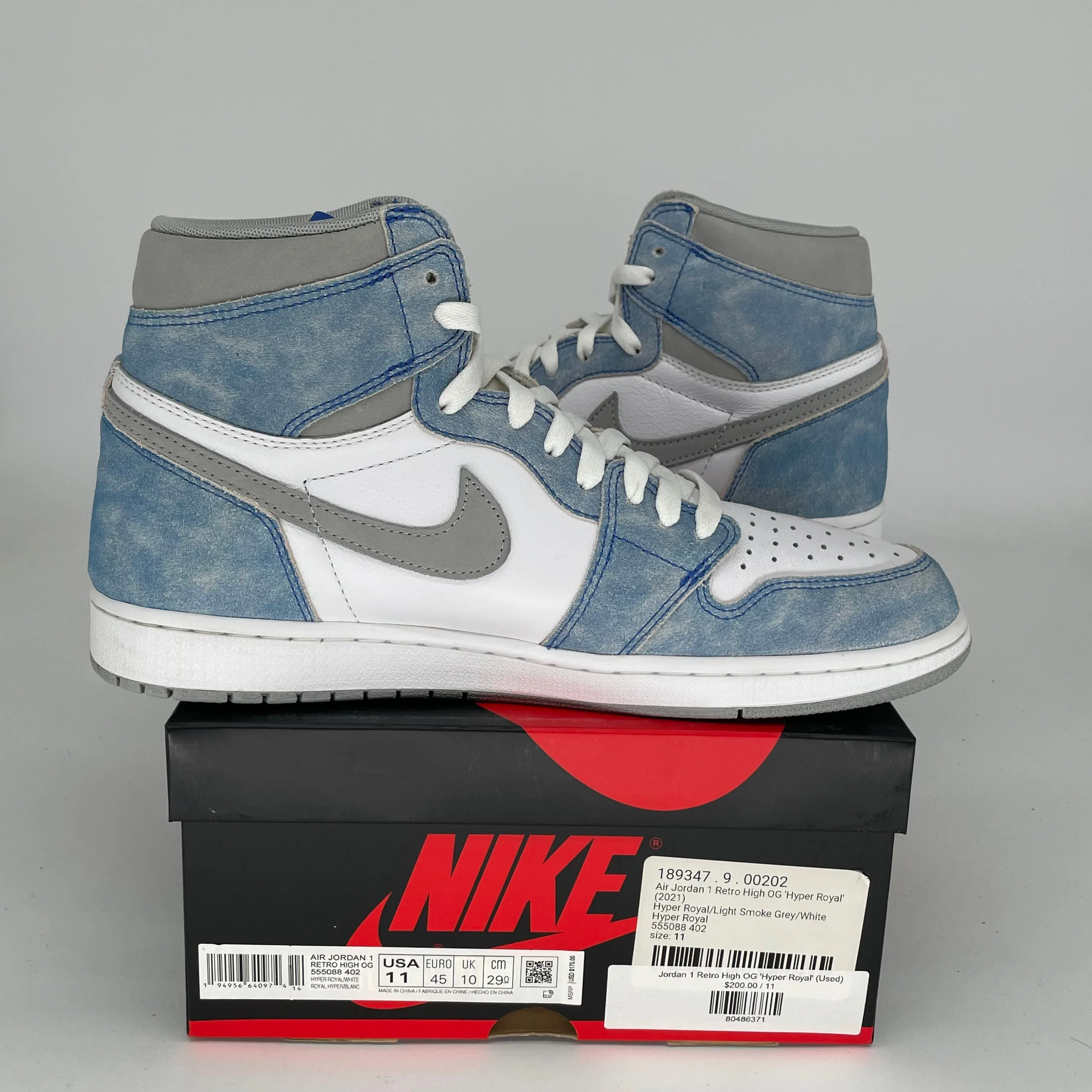 AIR JORDAN 1 HYPER ROYAL SIZE 11 555088-402