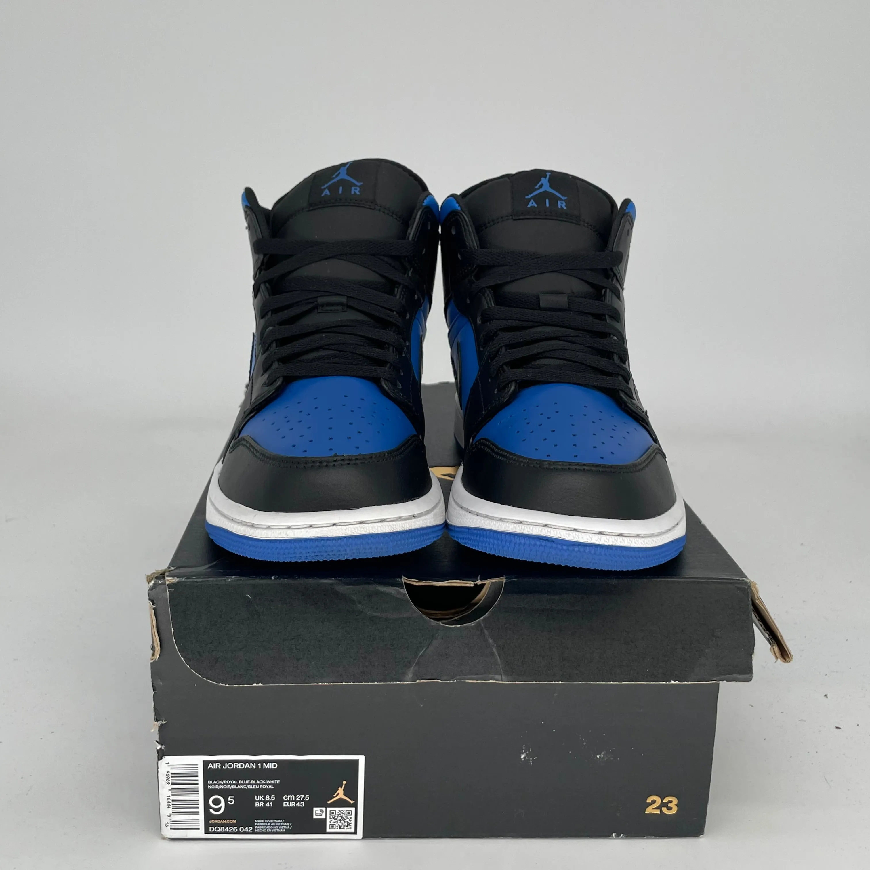 AIR JORDAN 1 MID BLACK ROYAL BLUE SIZE 9.5 DQ8426-042