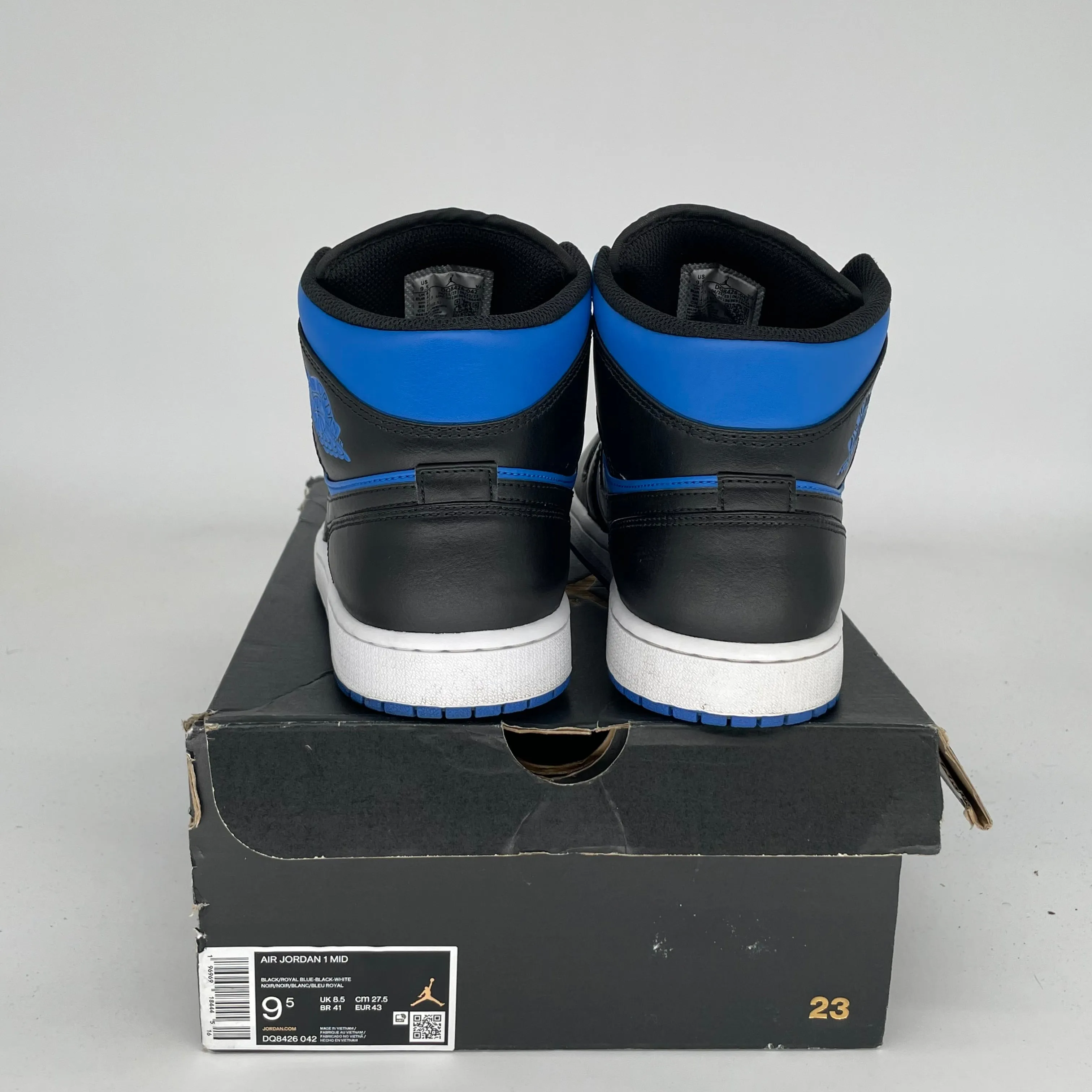 AIR JORDAN 1 MID BLACK ROYAL BLUE SIZE 9.5 DQ8426-042