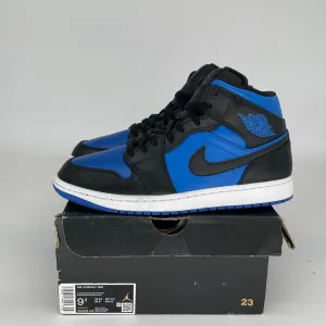 AIR JORDAN 1 MID BLACK ROYAL BLUE SIZE 9.5 DQ8426-042