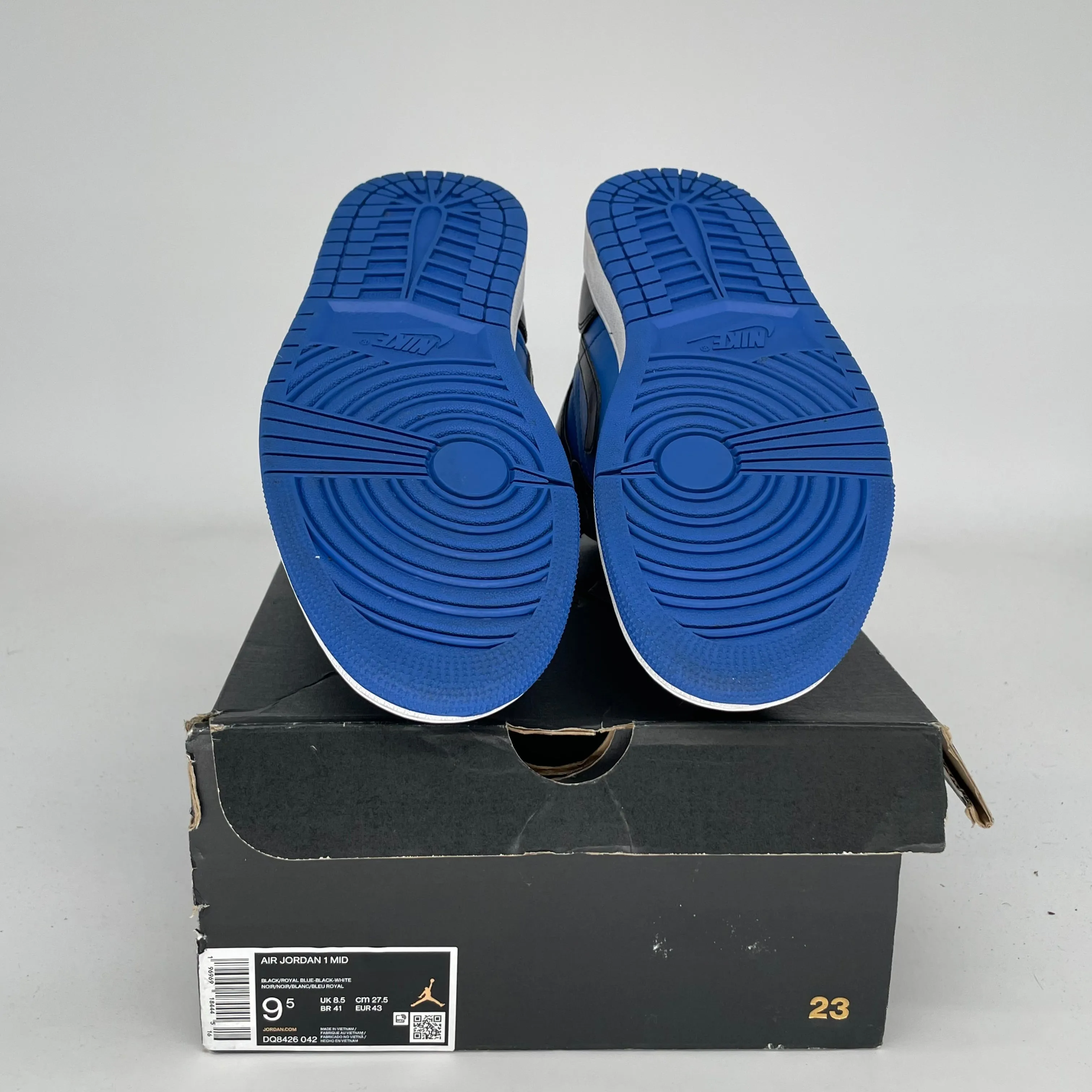 AIR JORDAN 1 MID BLACK ROYAL BLUE SIZE 9.5 DQ8426-042