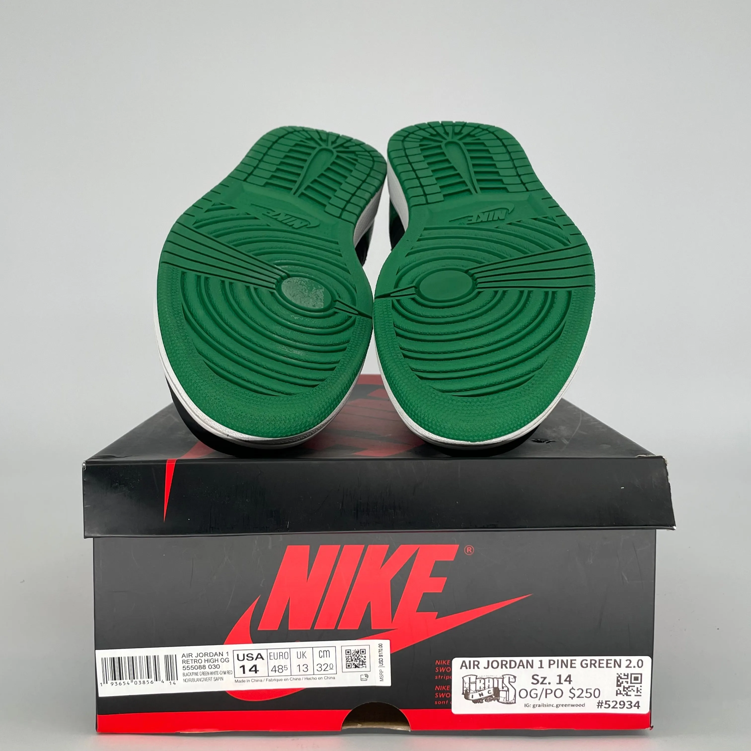 AIR JORDAN 1 PINE GREEN BLACK SIZE 14 555088-030