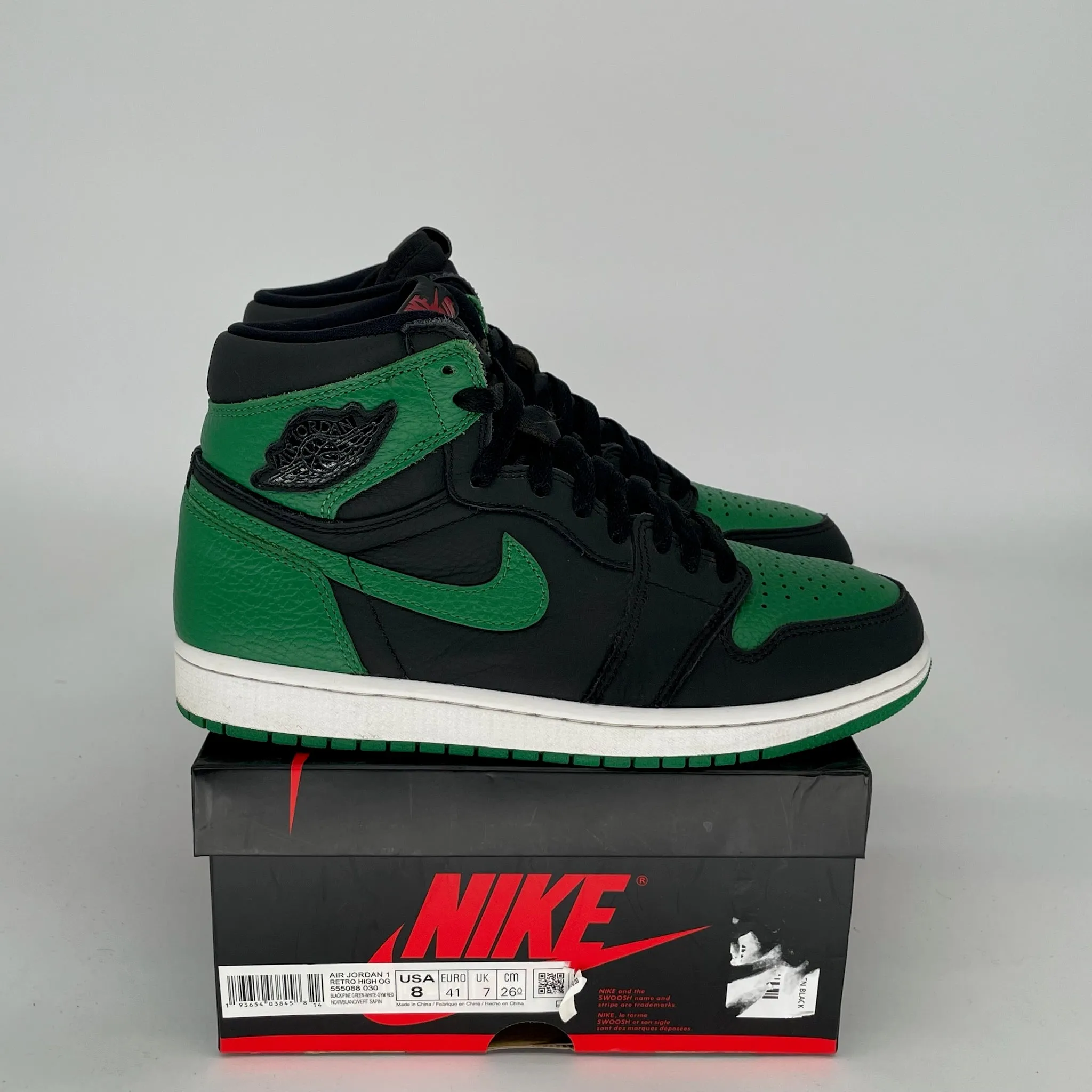 AIR JORDAN 1 PINE GREEN BLACK SIZE 8 555088-030