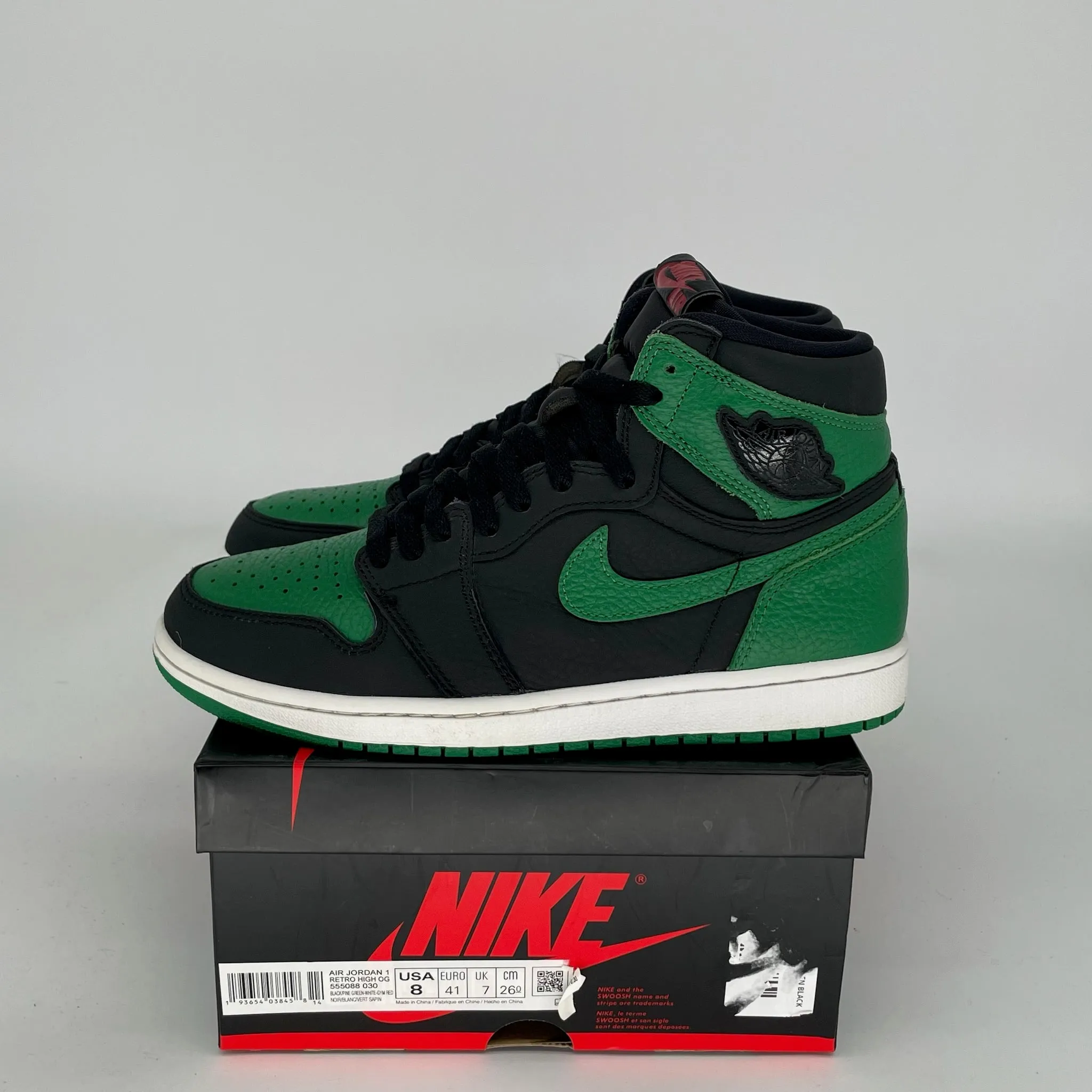 AIR JORDAN 1 PINE GREEN BLACK SIZE 8 555088-030