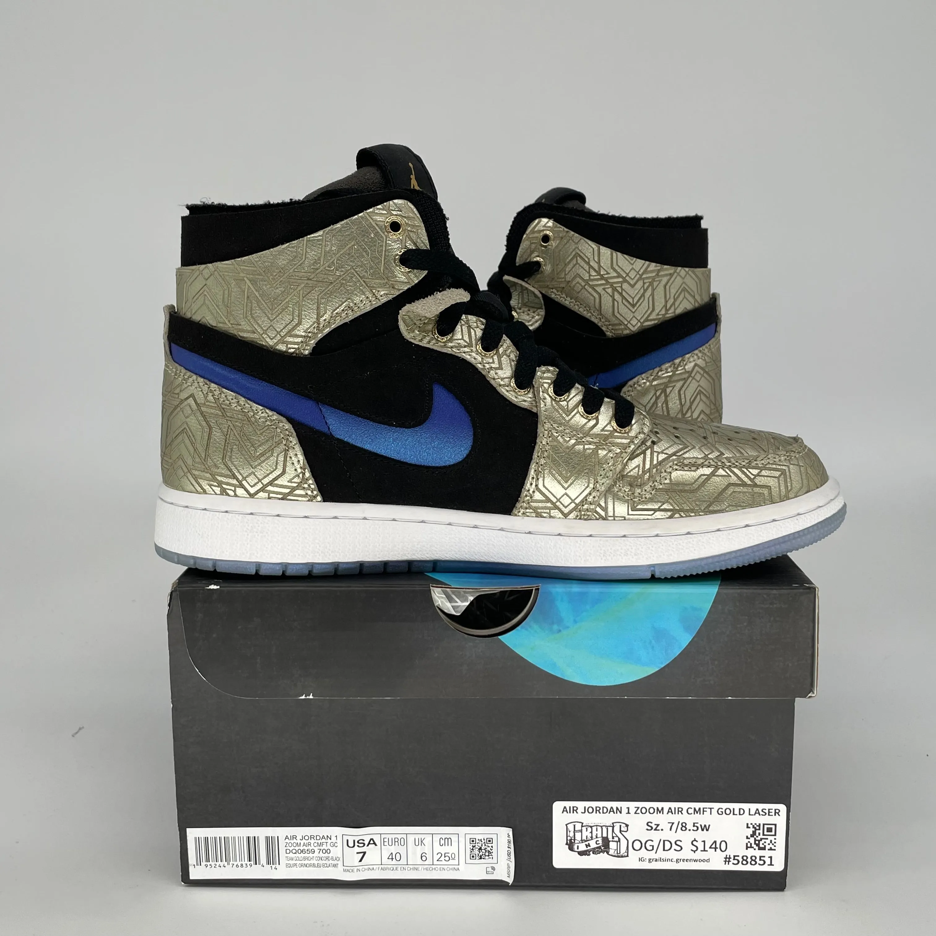 AIR JORDAN 1 ZOOM AIR CMFT GOLD LASER SIZE 7 DQ0659-700