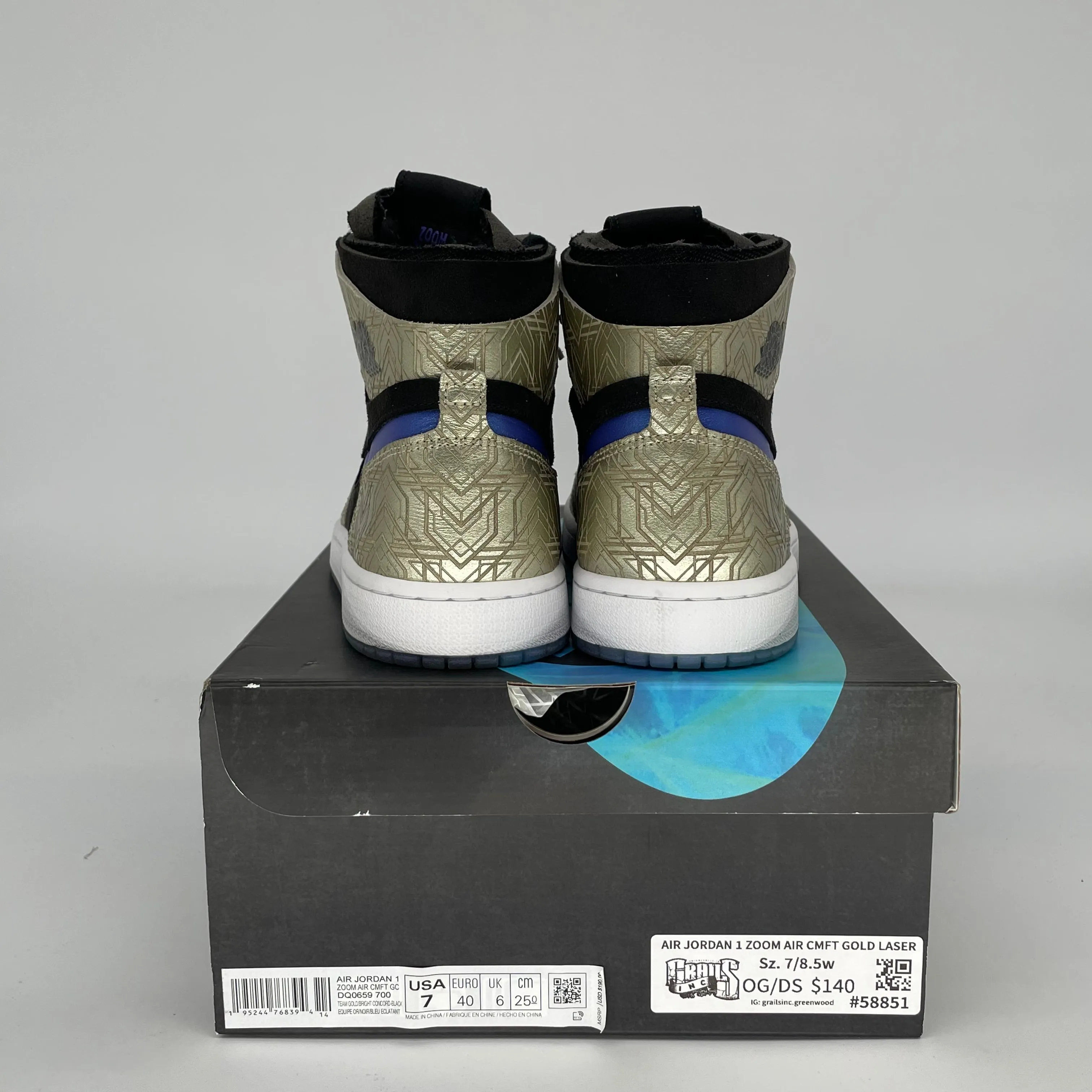 AIR JORDAN 1 ZOOM AIR CMFT GOLD LASER SIZE 7 DQ0659-700