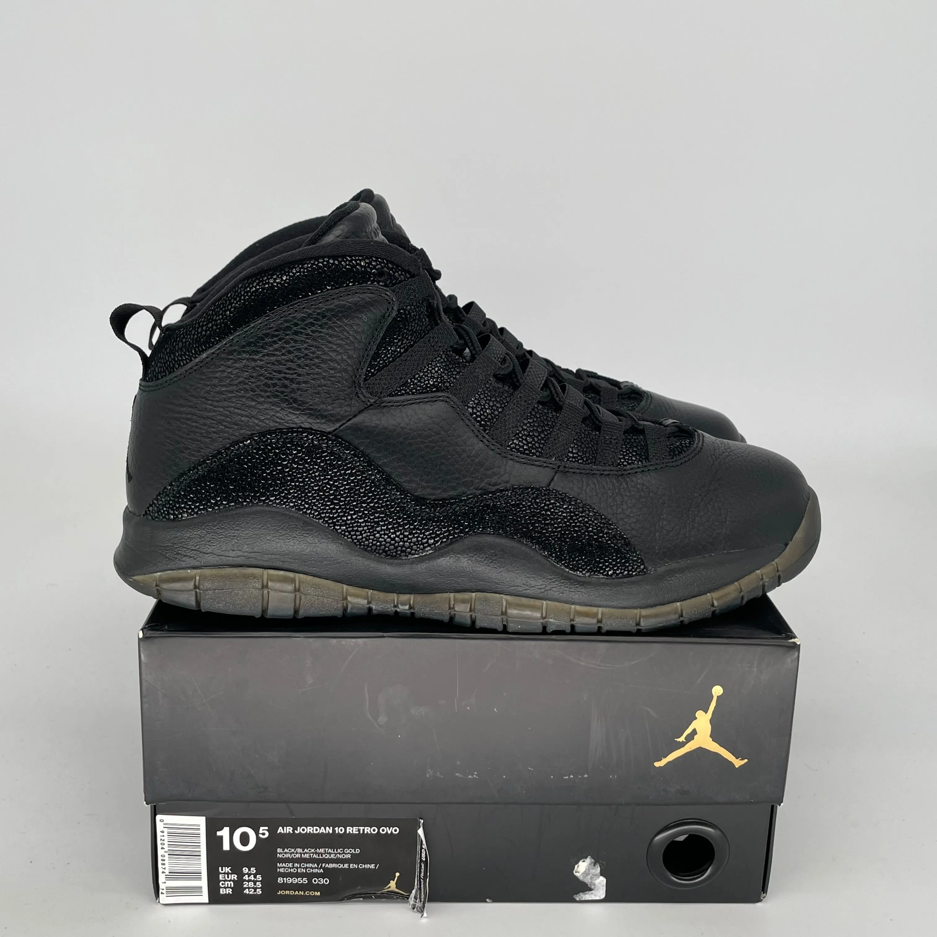 AIR JORDAN 10 DRAKE OVO BLACK SIZE 10.5 819955-030