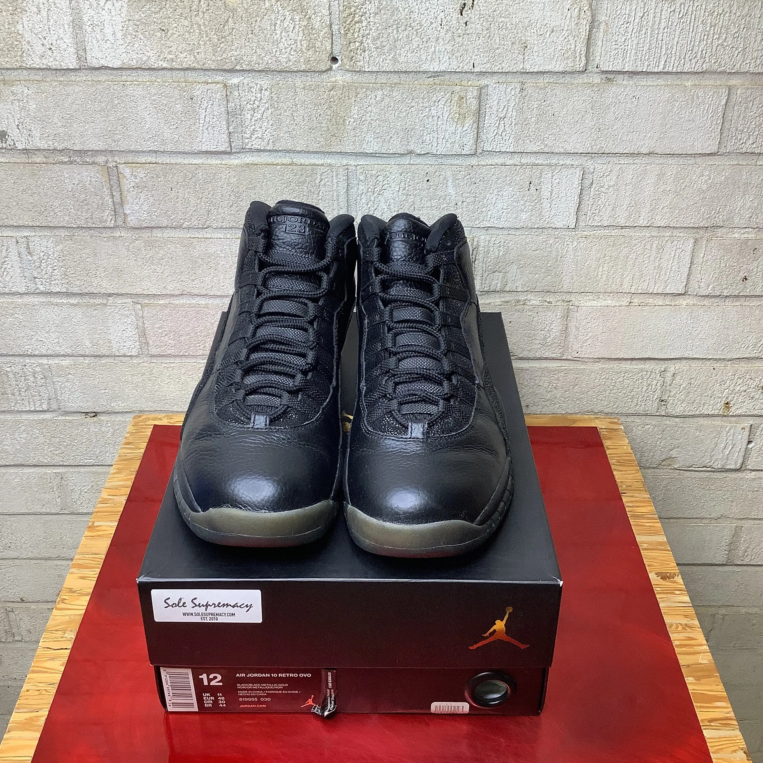 AIR JORDAN 10 OVO BLACK SIZE 12 819955-030