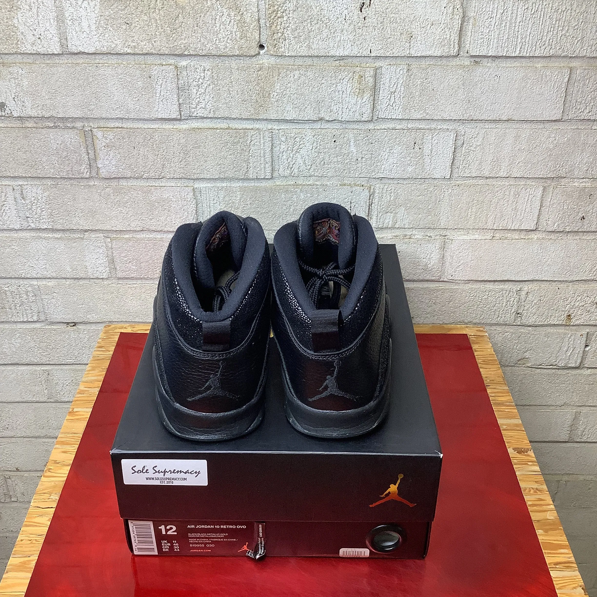 AIR JORDAN 10 OVO BLACK SIZE 12 819955-030