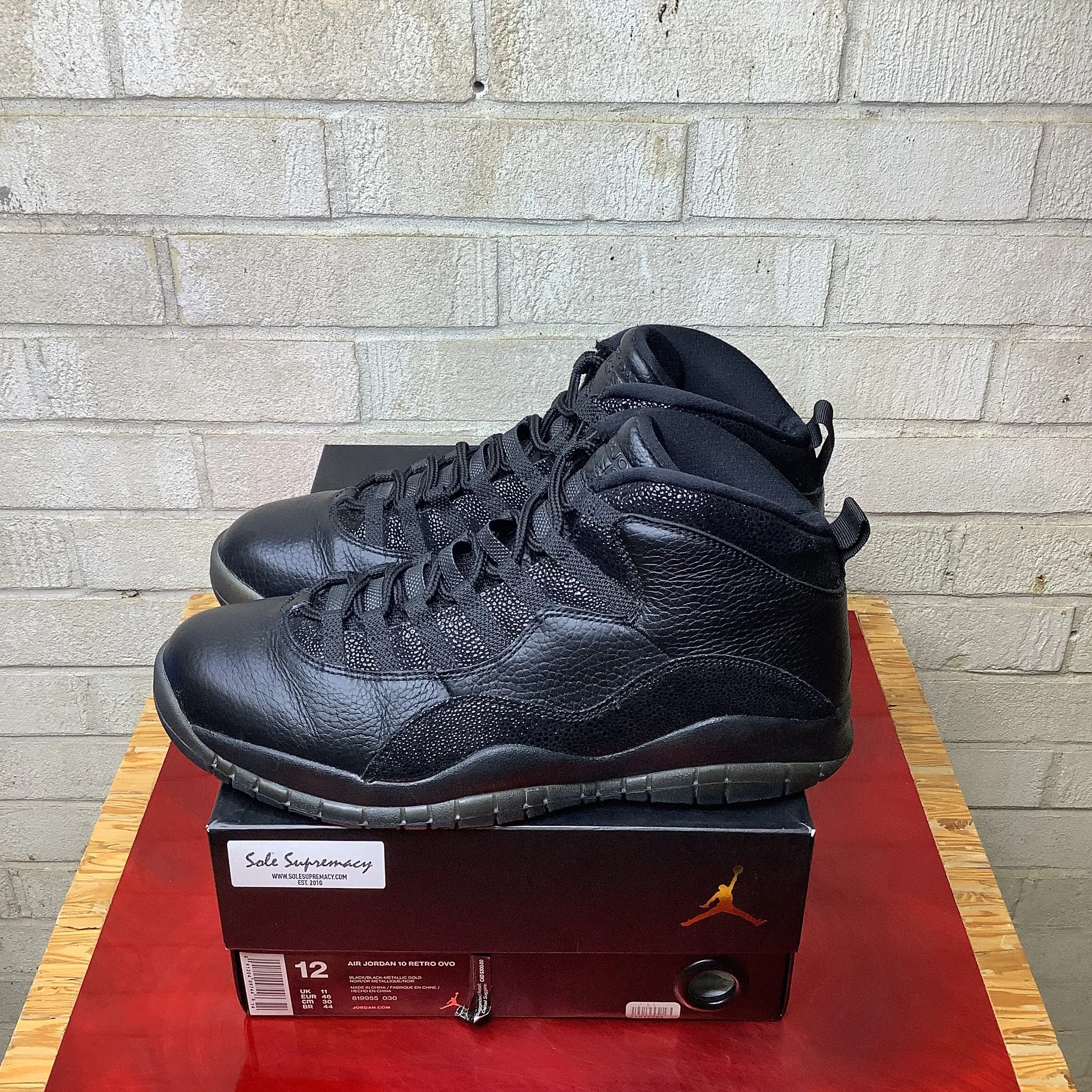 AIR JORDAN 10 OVO BLACK SIZE 12 819955-030
