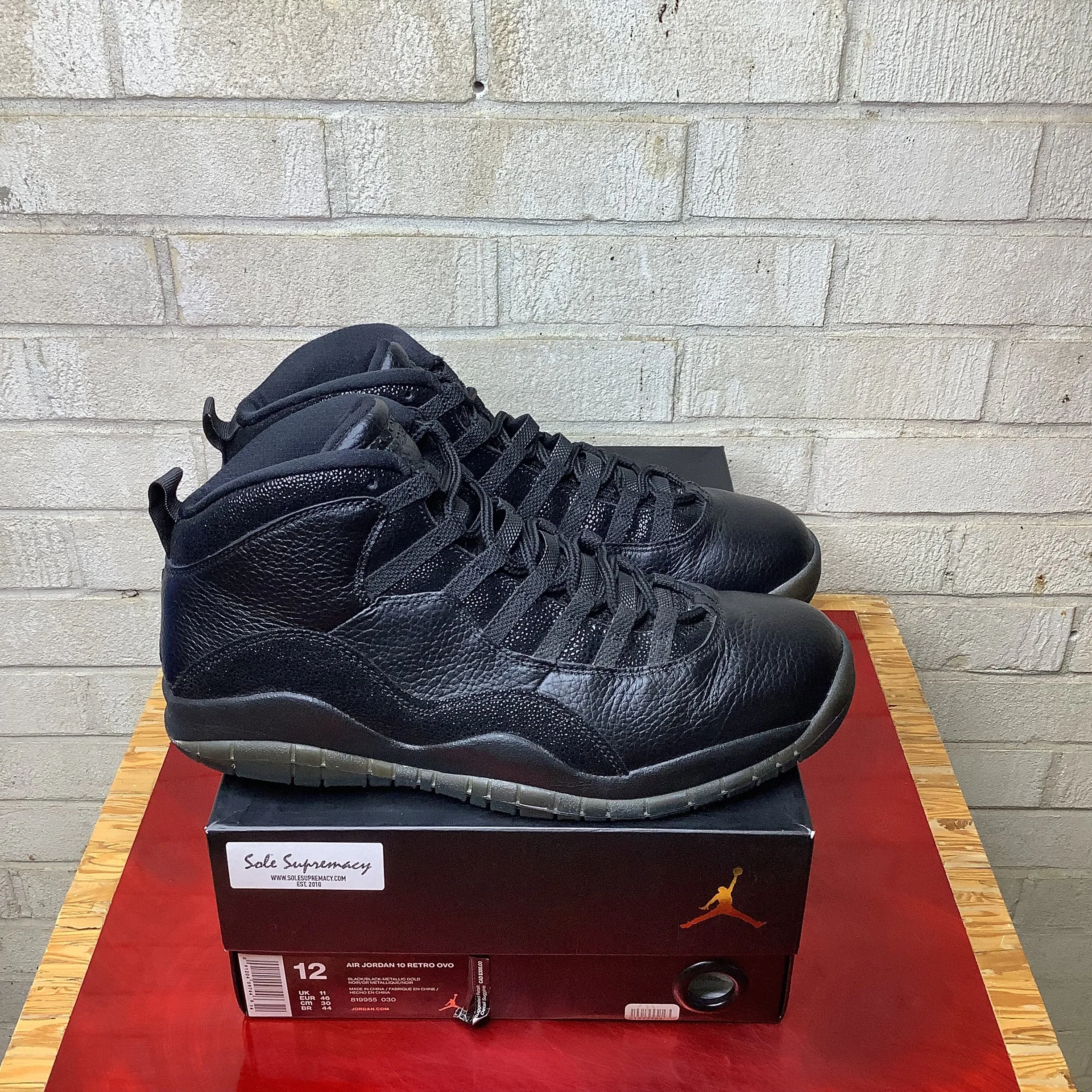 AIR JORDAN 10 OVO BLACK SIZE 12 819955-030