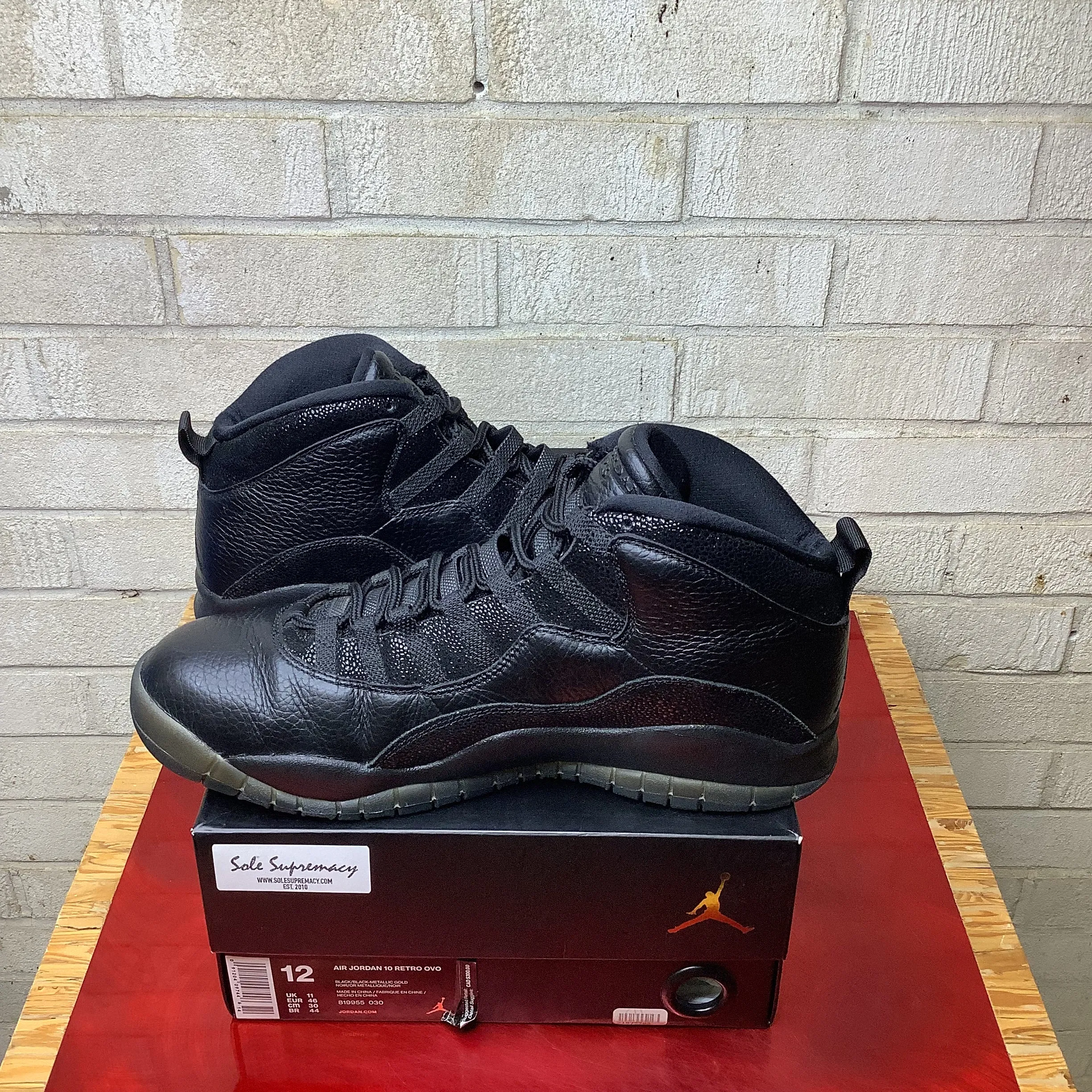 AIR JORDAN 10 OVO BLACK SIZE 12 819955-030