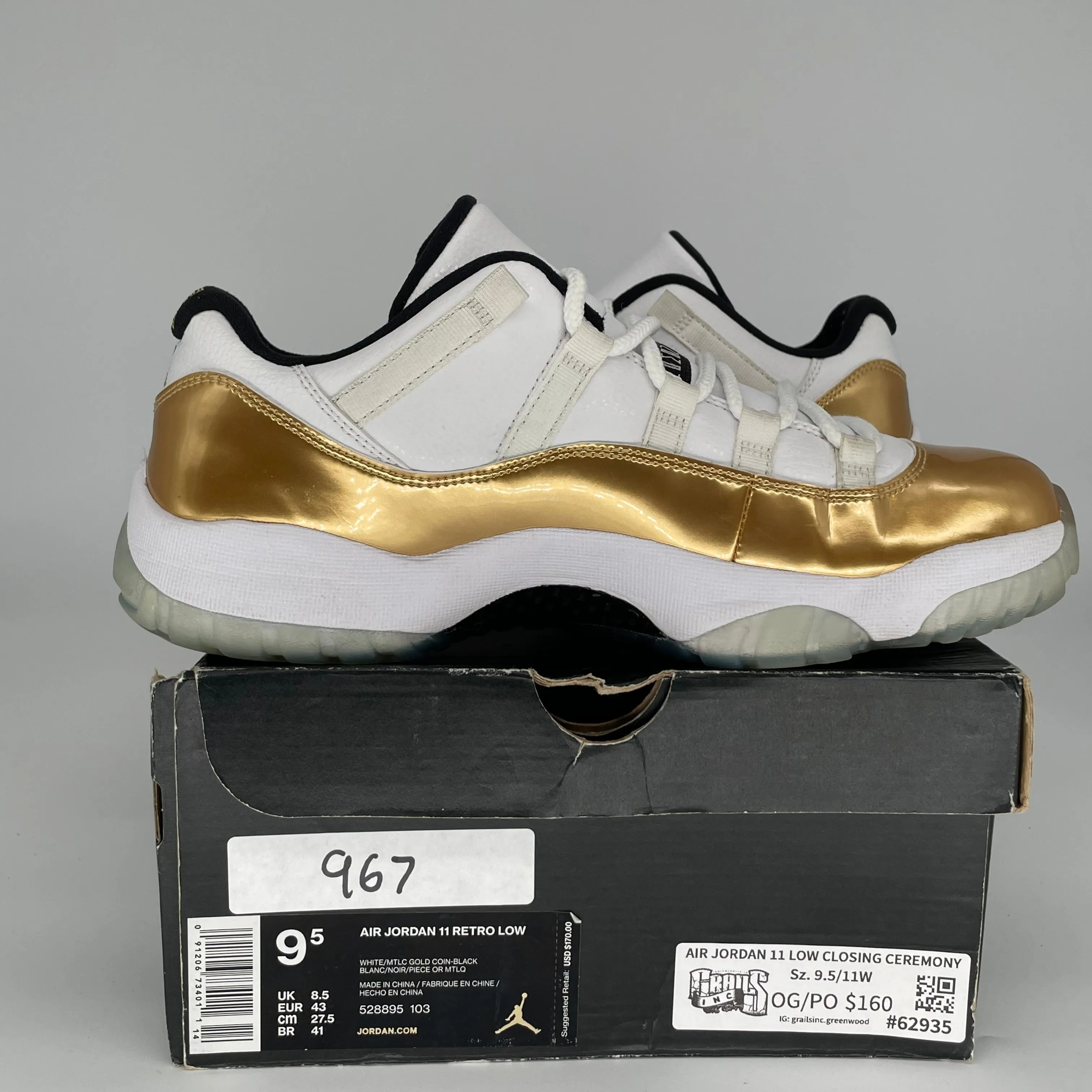 AIR JORDAN 11 LOW CLOSING CEREMONY SIZE 9.5 528895-103
