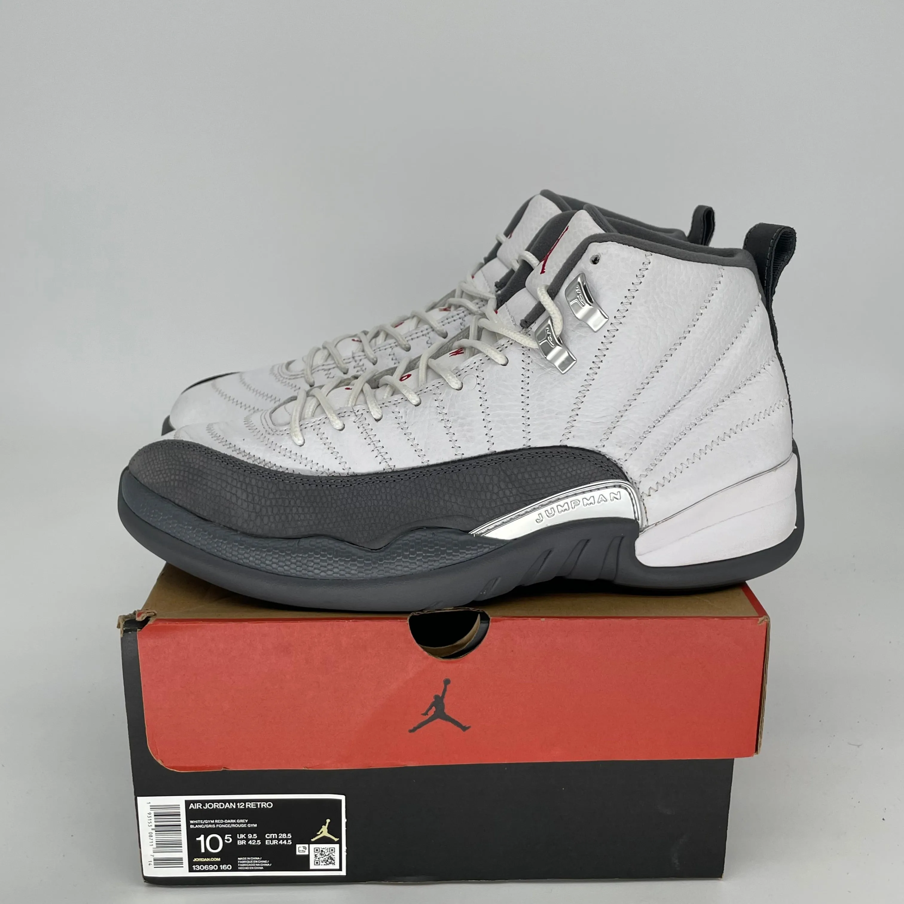 AIR JORDAN 12 WHITE DARK GREY SIZE 10.5 130690-160