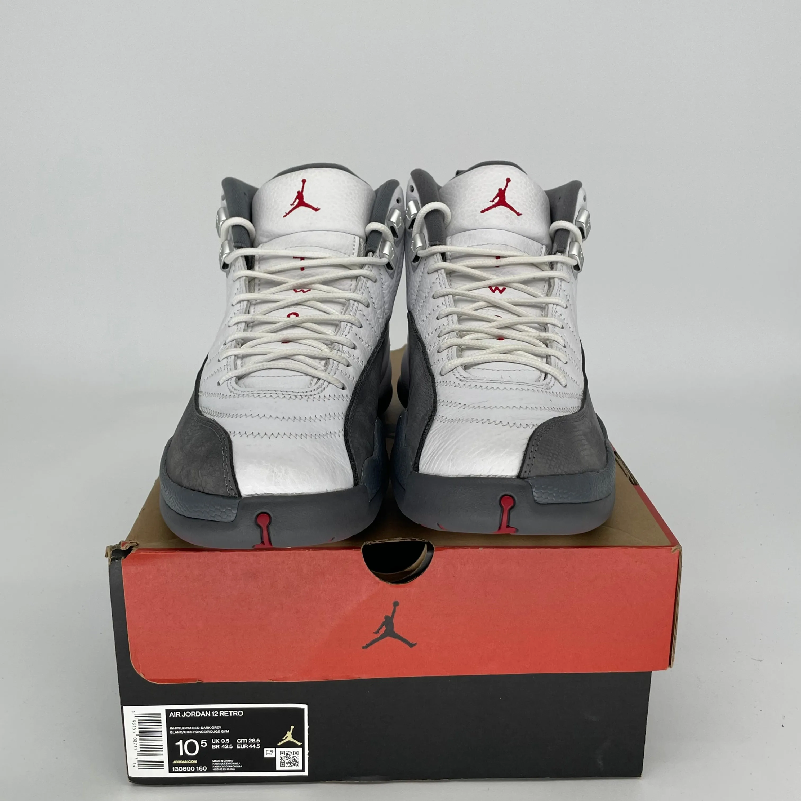 AIR JORDAN 12 WHITE DARK GREY SIZE 10.5 130690-160