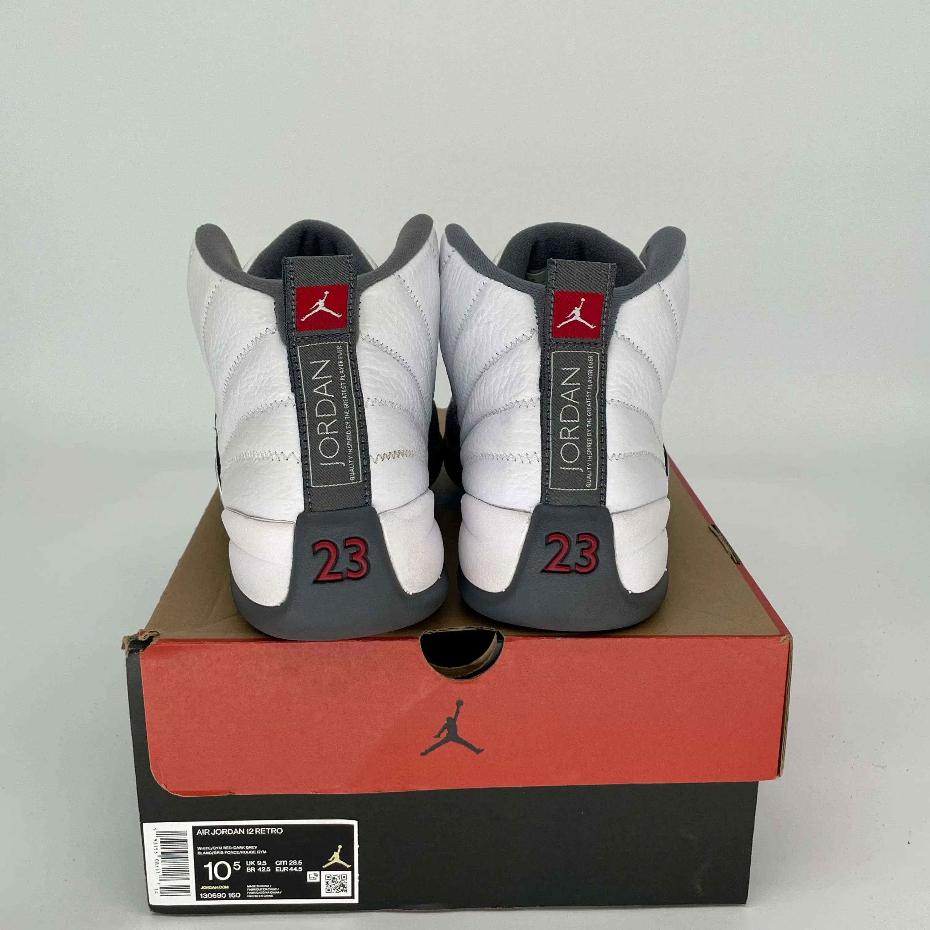 AIR JORDAN 12 WHITE DARK GREY SIZE 10.5 130690-160