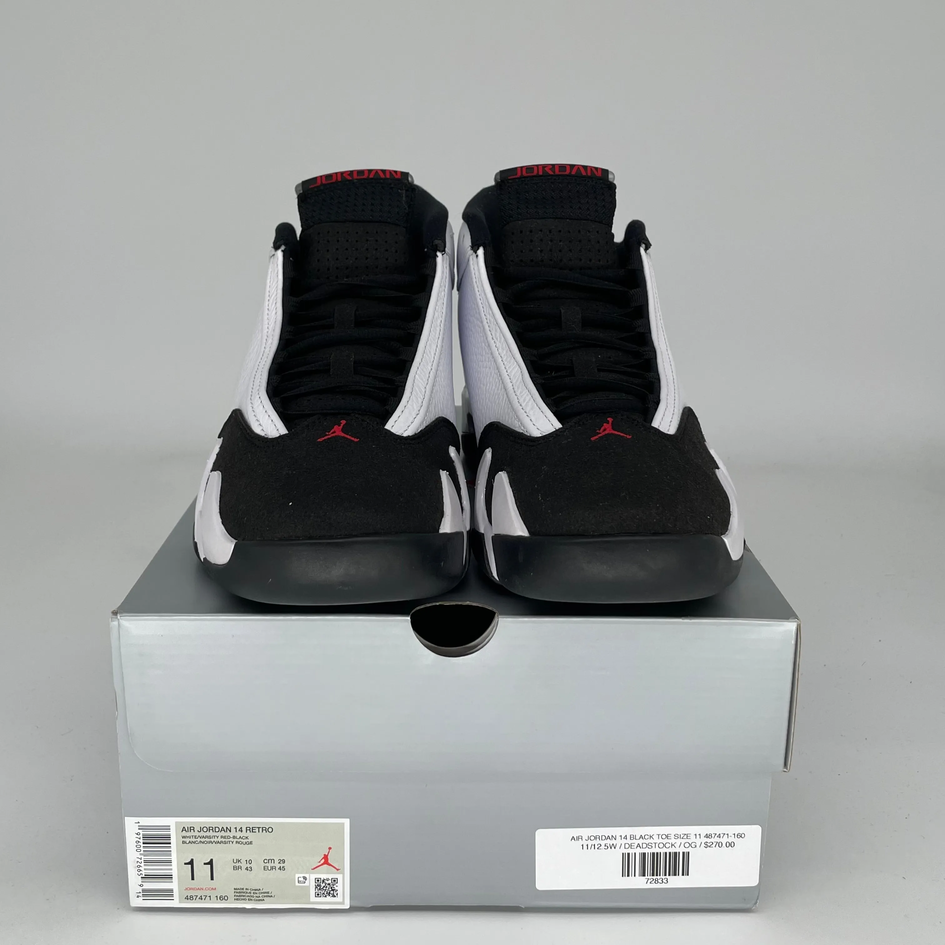 AIR JORDAN 14 BLACK TOE SIZE 11 487471-160