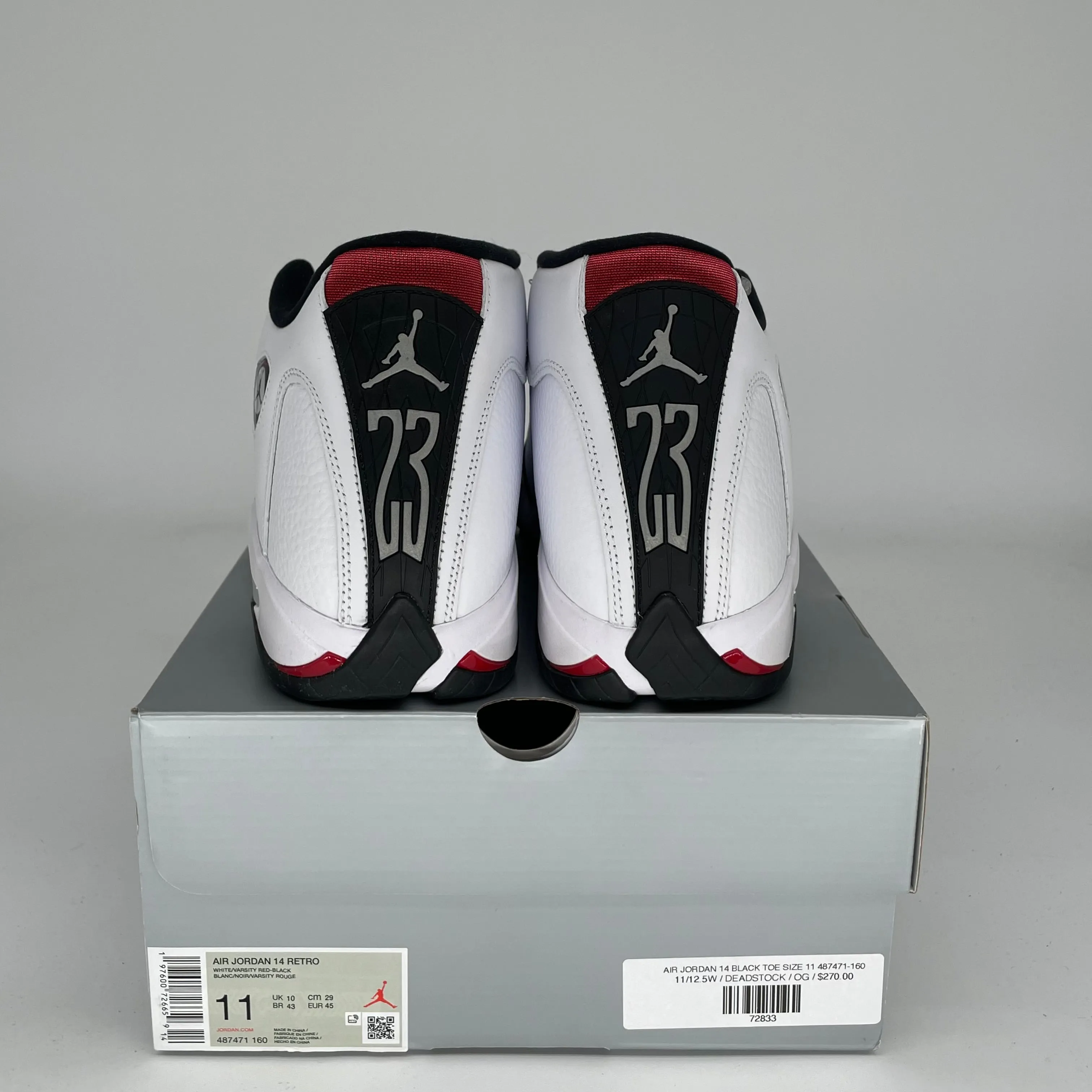 AIR JORDAN 14 BLACK TOE SIZE 11 487471-160