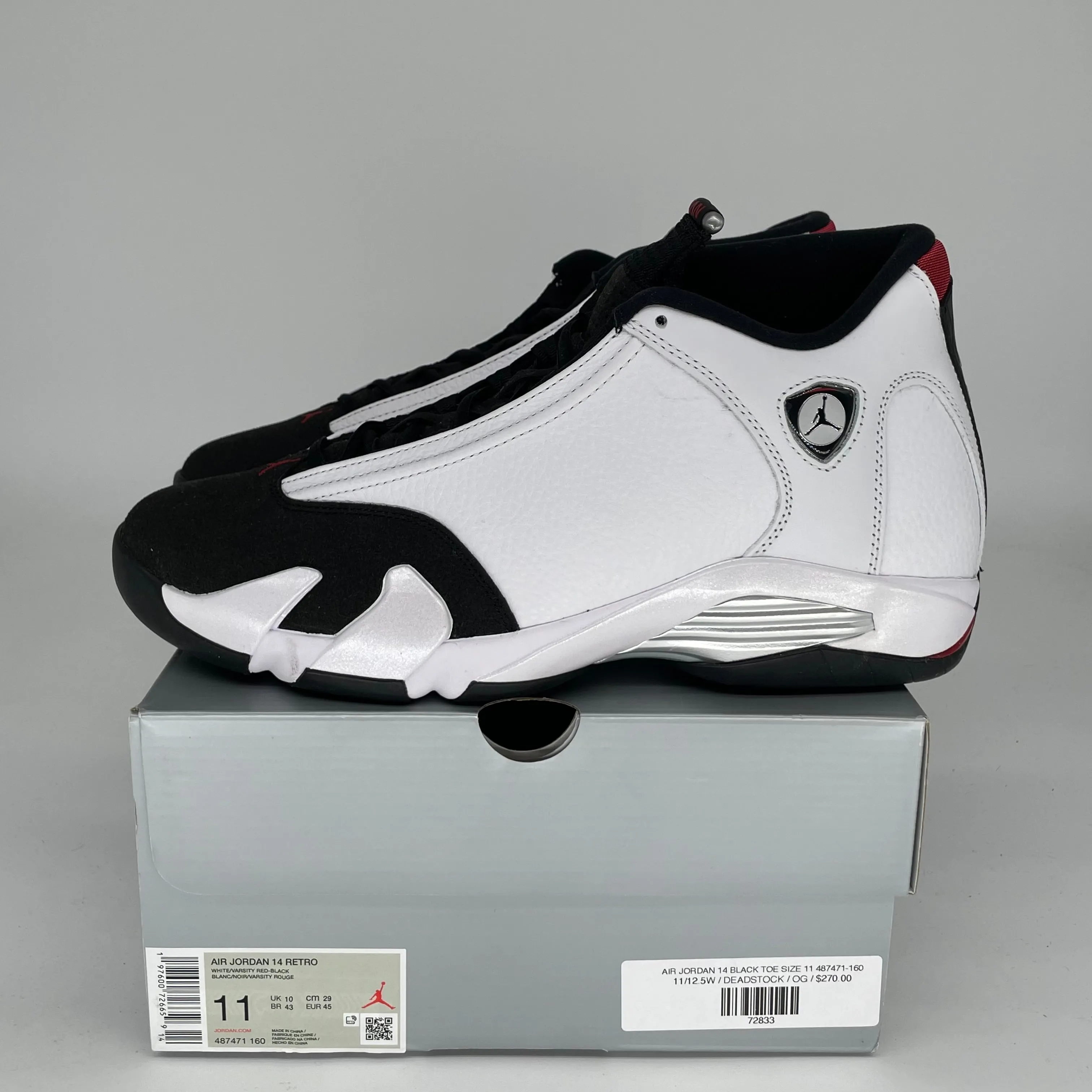 AIR JORDAN 14 BLACK TOE SIZE 11 487471-160