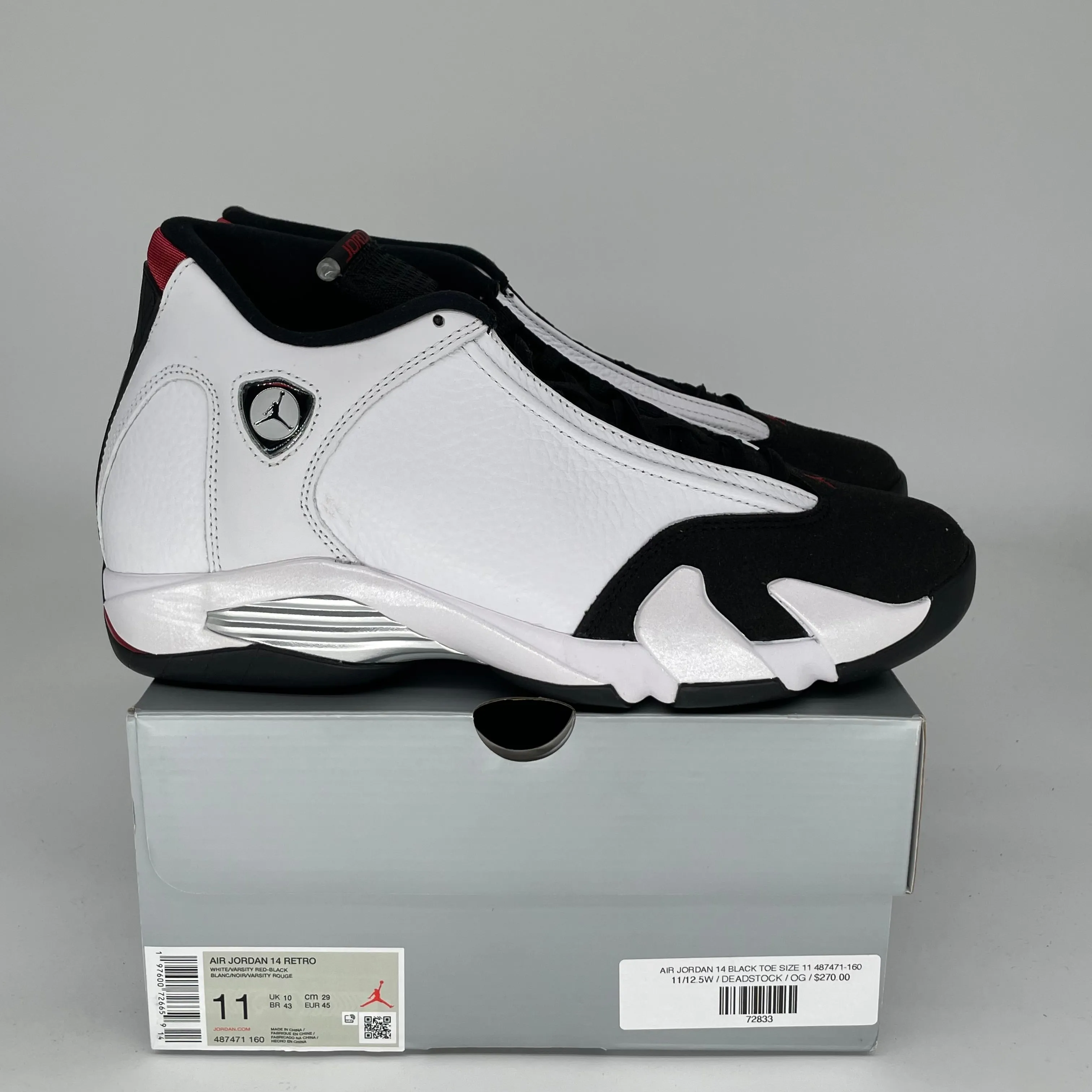 AIR JORDAN 14 BLACK TOE SIZE 11 487471-160