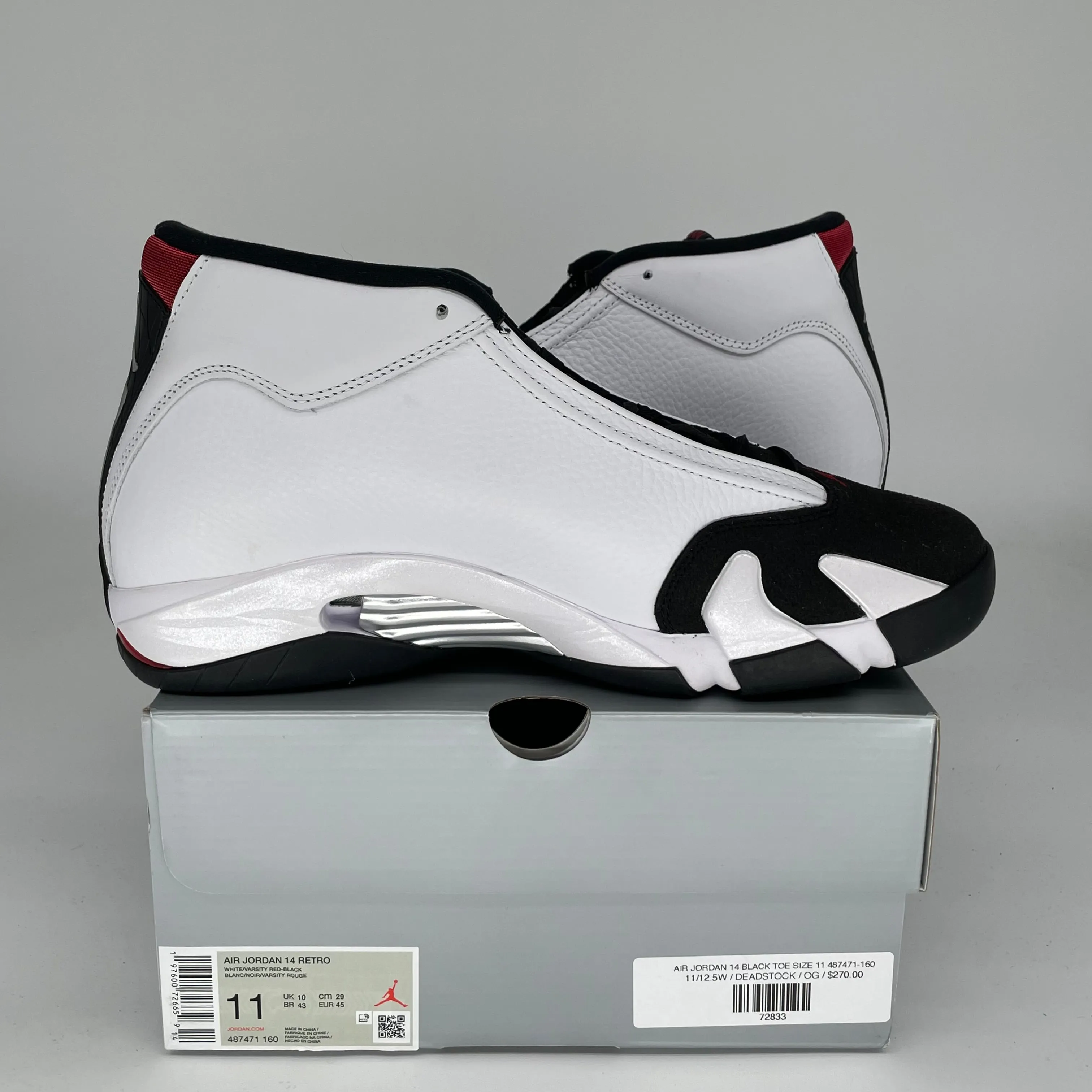 AIR JORDAN 14 BLACK TOE SIZE 11 487471-160