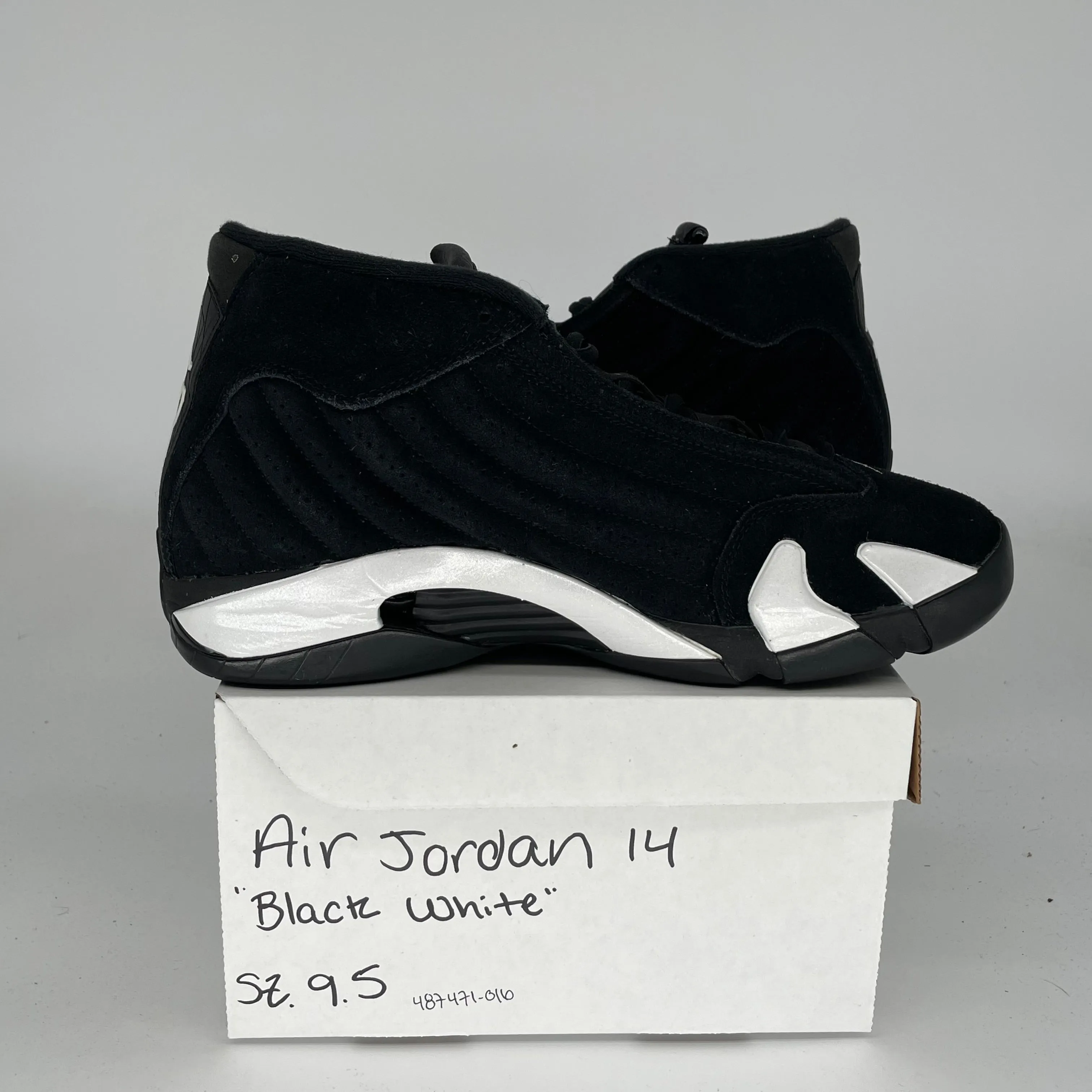 AIR JORDAN 14 BLACK WHITE SIZE 9.5 487471-016