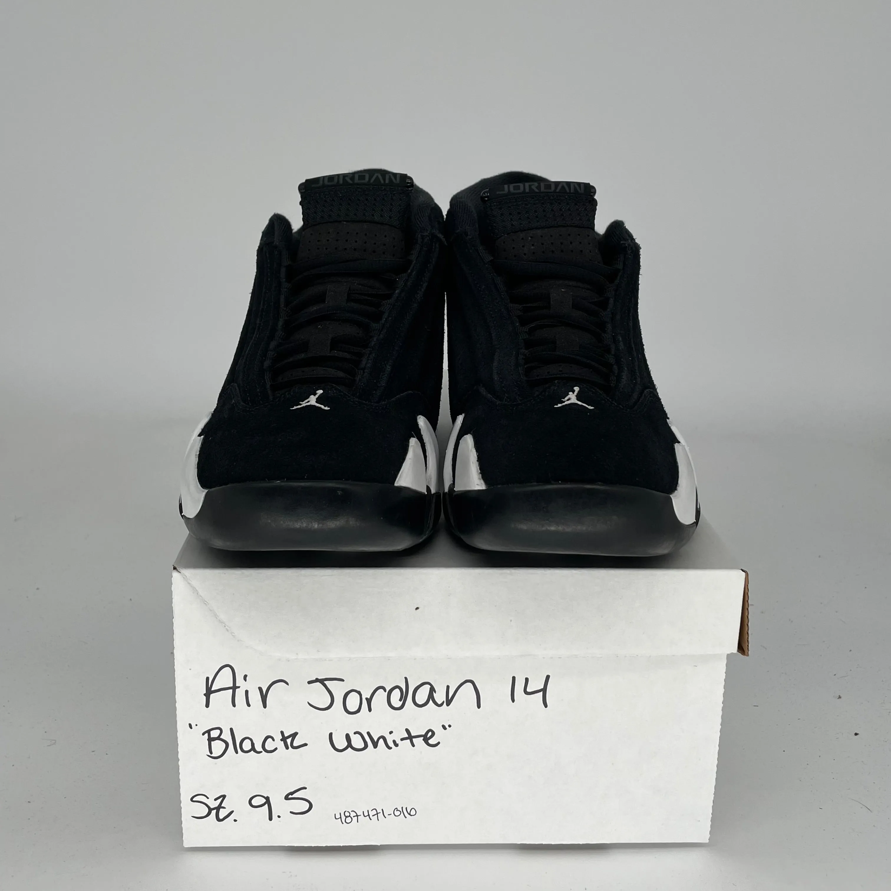 AIR JORDAN 14 BLACK WHITE SIZE 9.5 487471-016