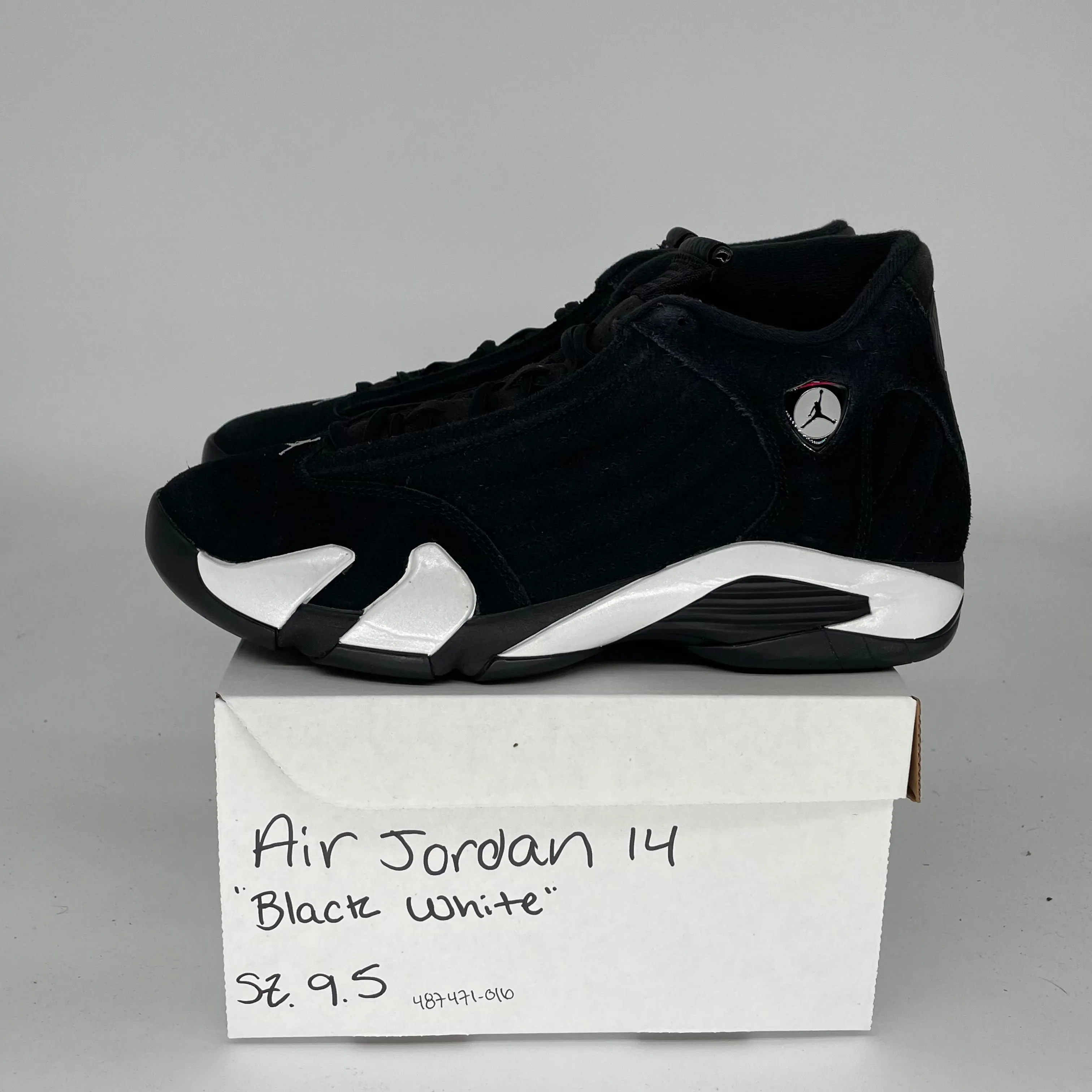 AIR JORDAN 14 BLACK WHITE SIZE 9.5 487471-016
