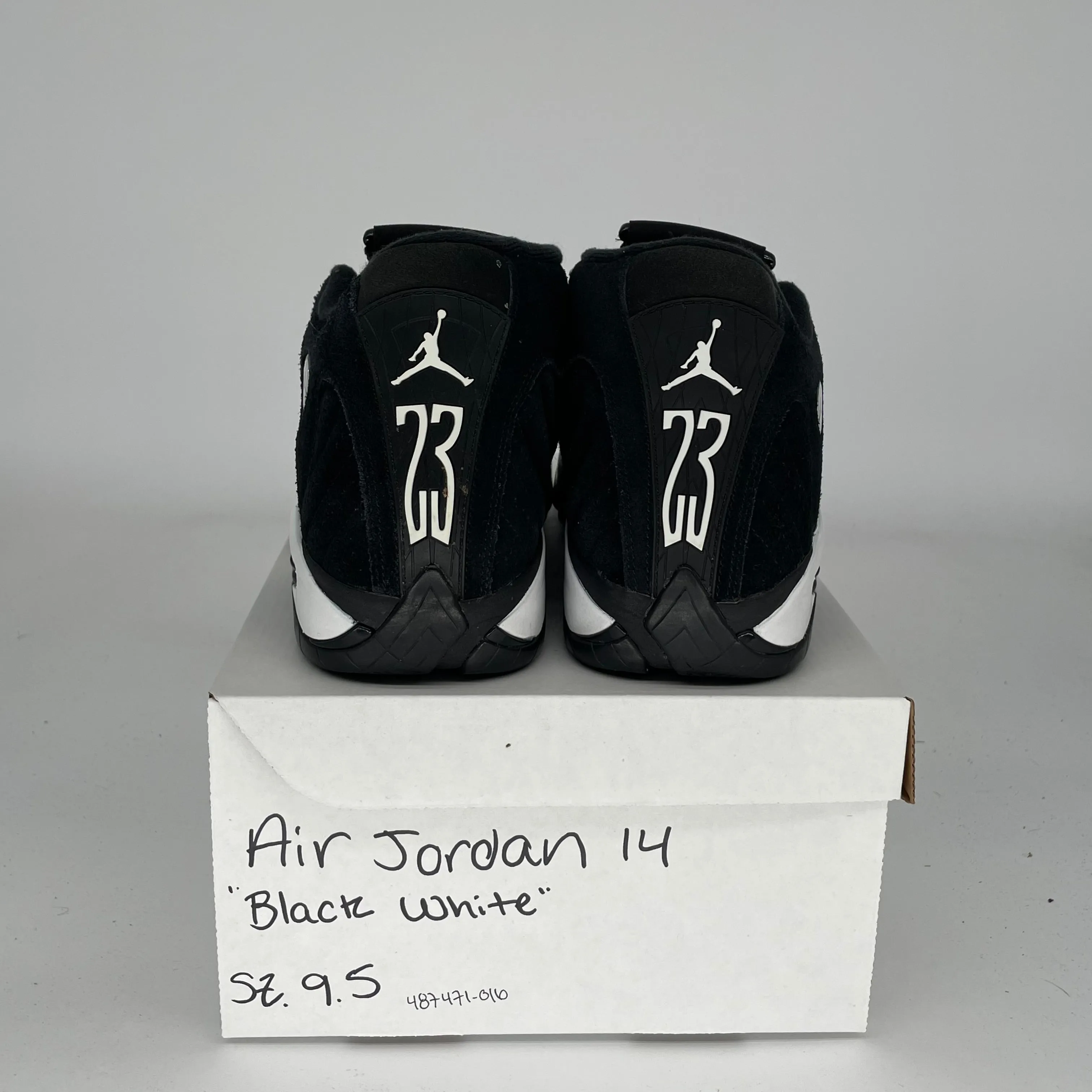 AIR JORDAN 14 BLACK WHITE SIZE 9.5 487471-016