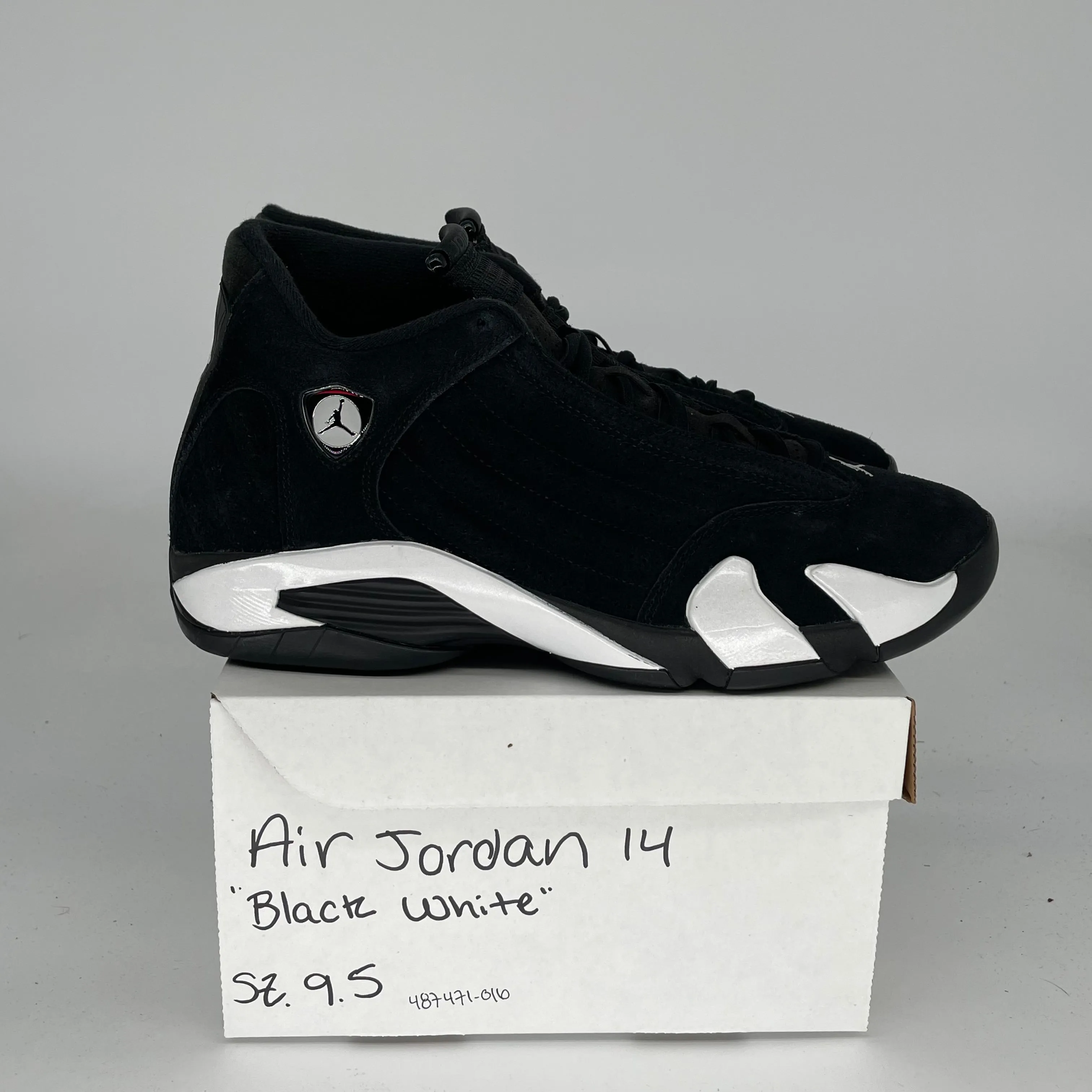 AIR JORDAN 14 BLACK WHITE SIZE 9.5 487471-016