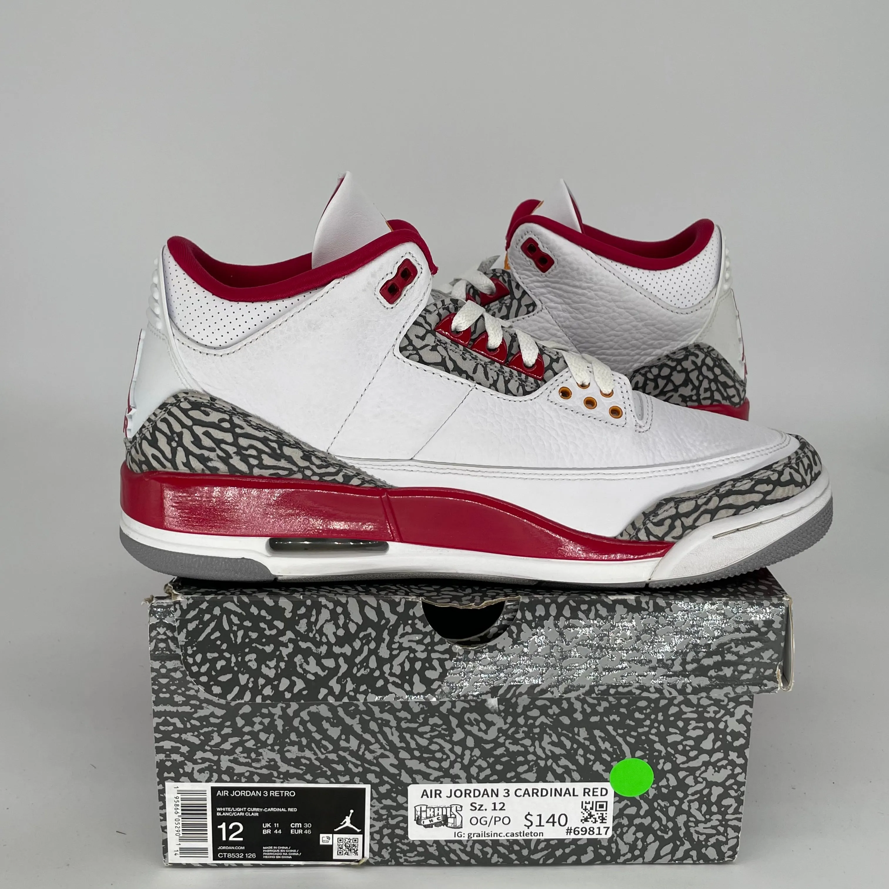 AIR JORDAN 3 CARDINAL SIZE 12 CT8532-126
