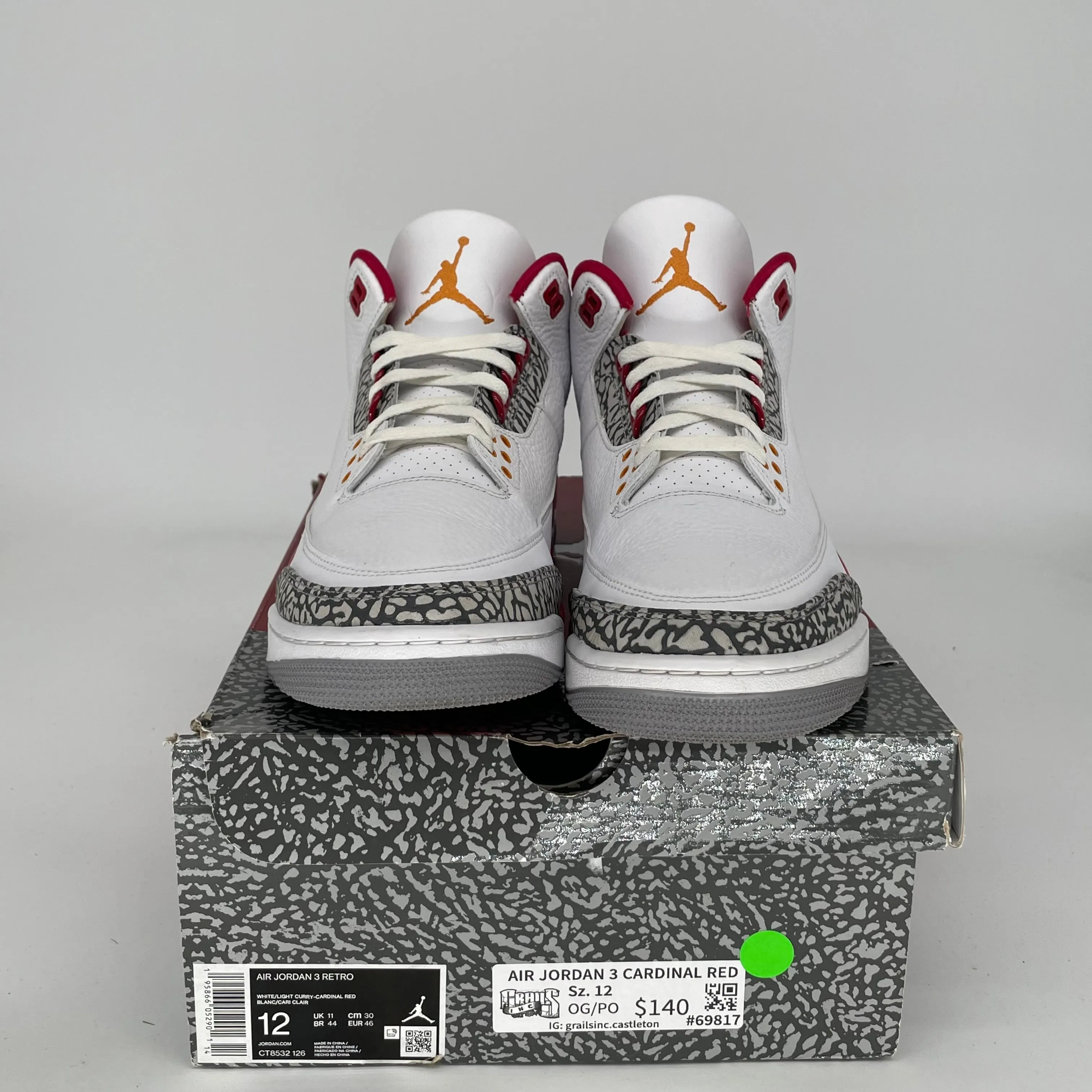 AIR JORDAN 3 CARDINAL SIZE 12 CT8532-126