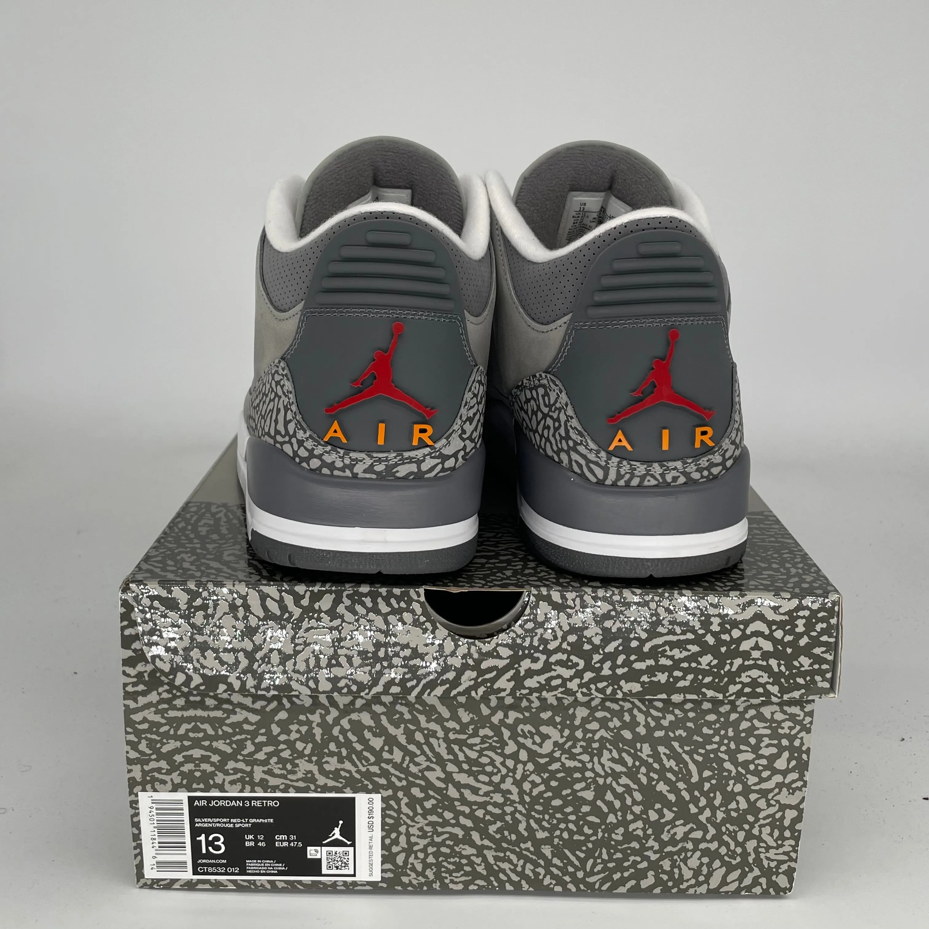 AIR JORDAN 3 COOL GREY SIZE 13 CT8532-012