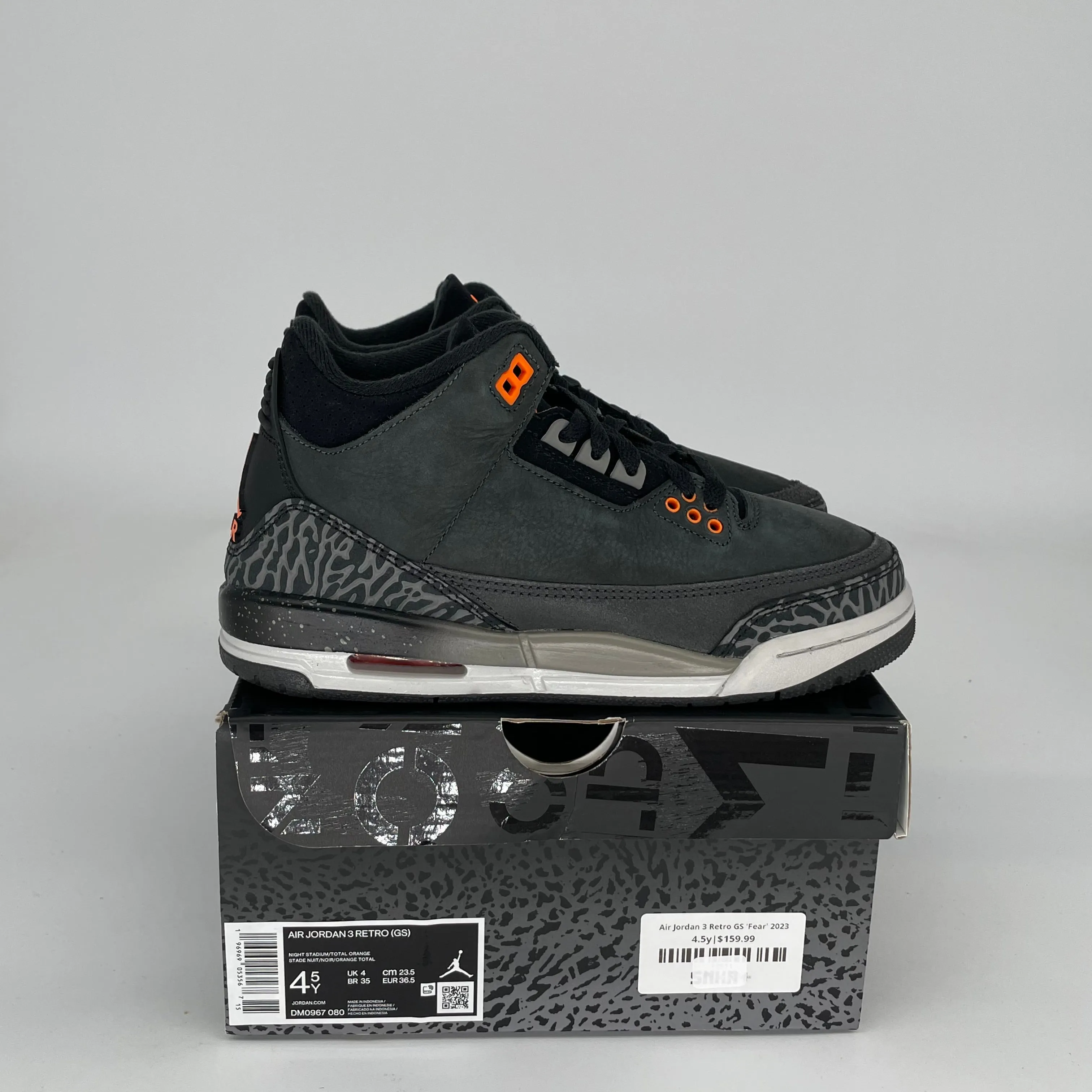 AIR JORDAN 3 FEAR SIZE 4.5Y DM0967-080