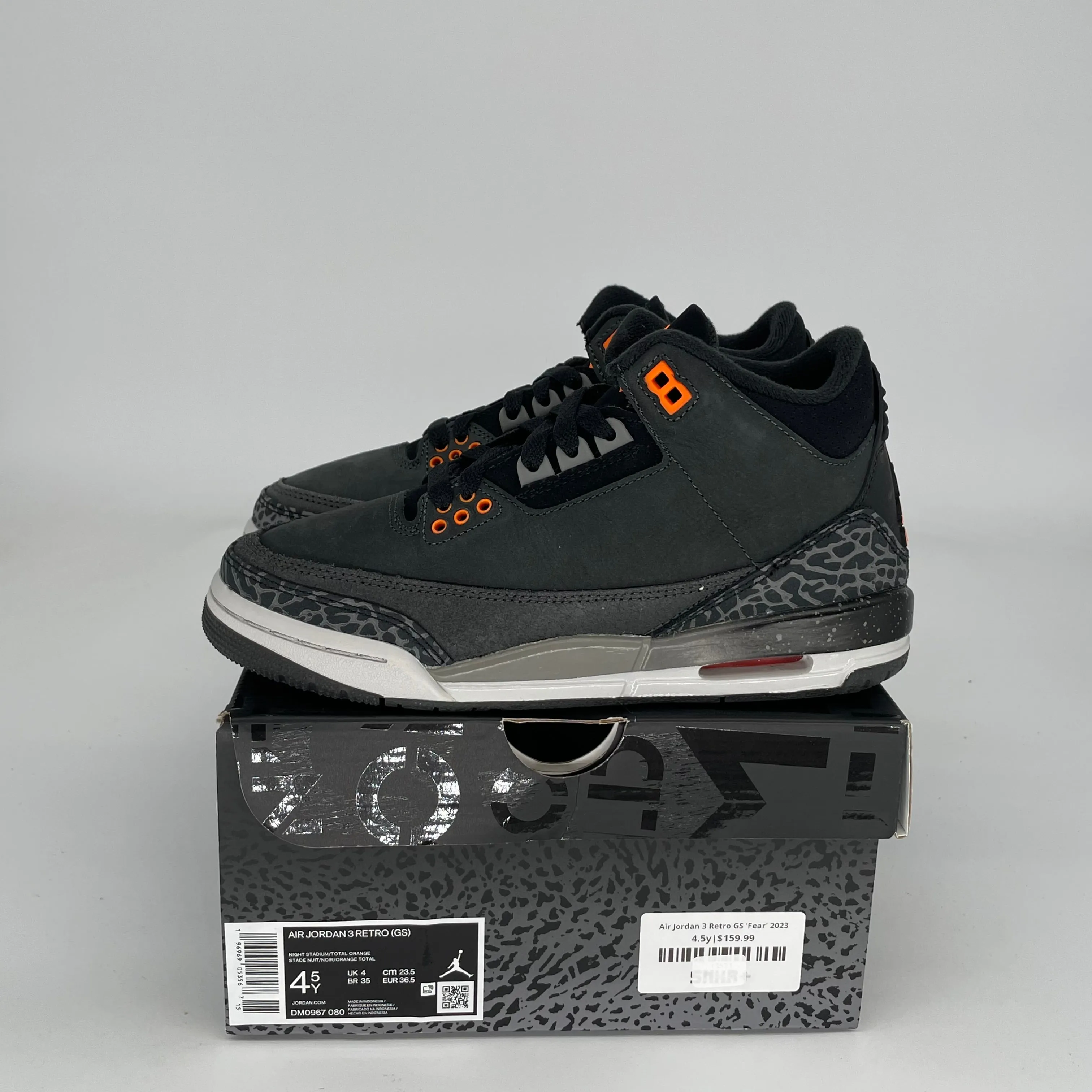 AIR JORDAN 3 FEAR SIZE 4.5Y DM0967-080