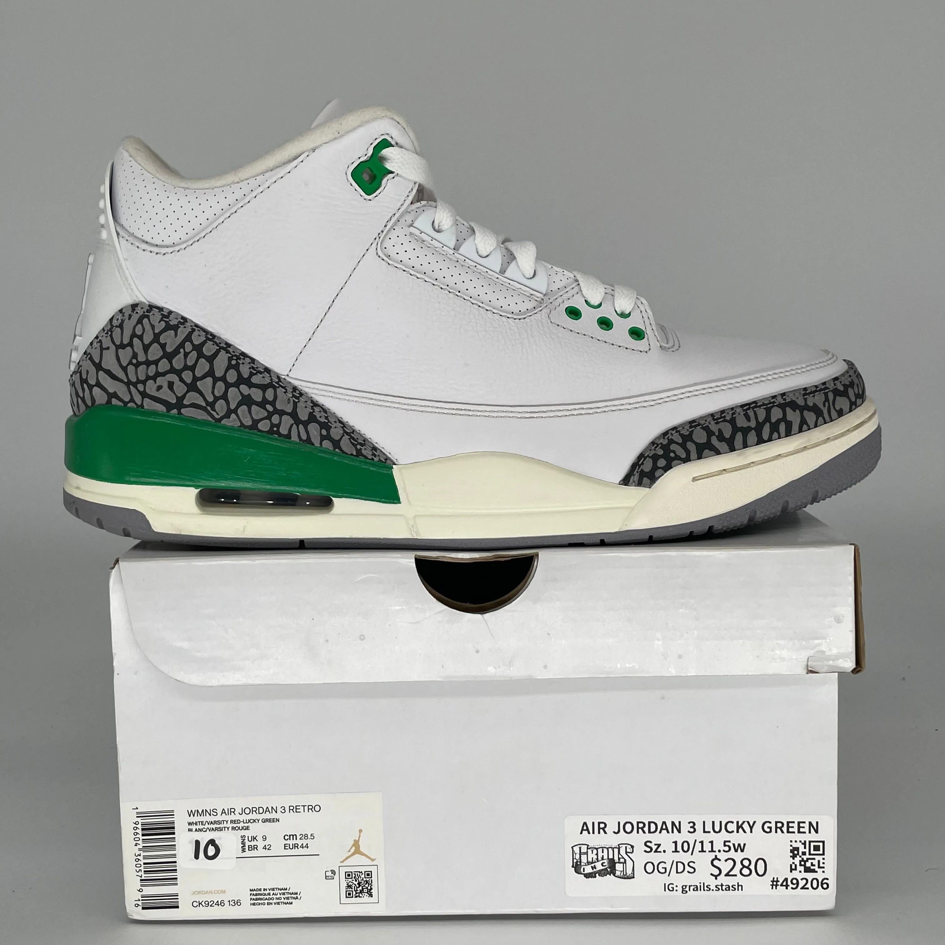 AIR JORDAN 3 LUCKY GREEN W SIZE 10/11.5W CK9246-136
