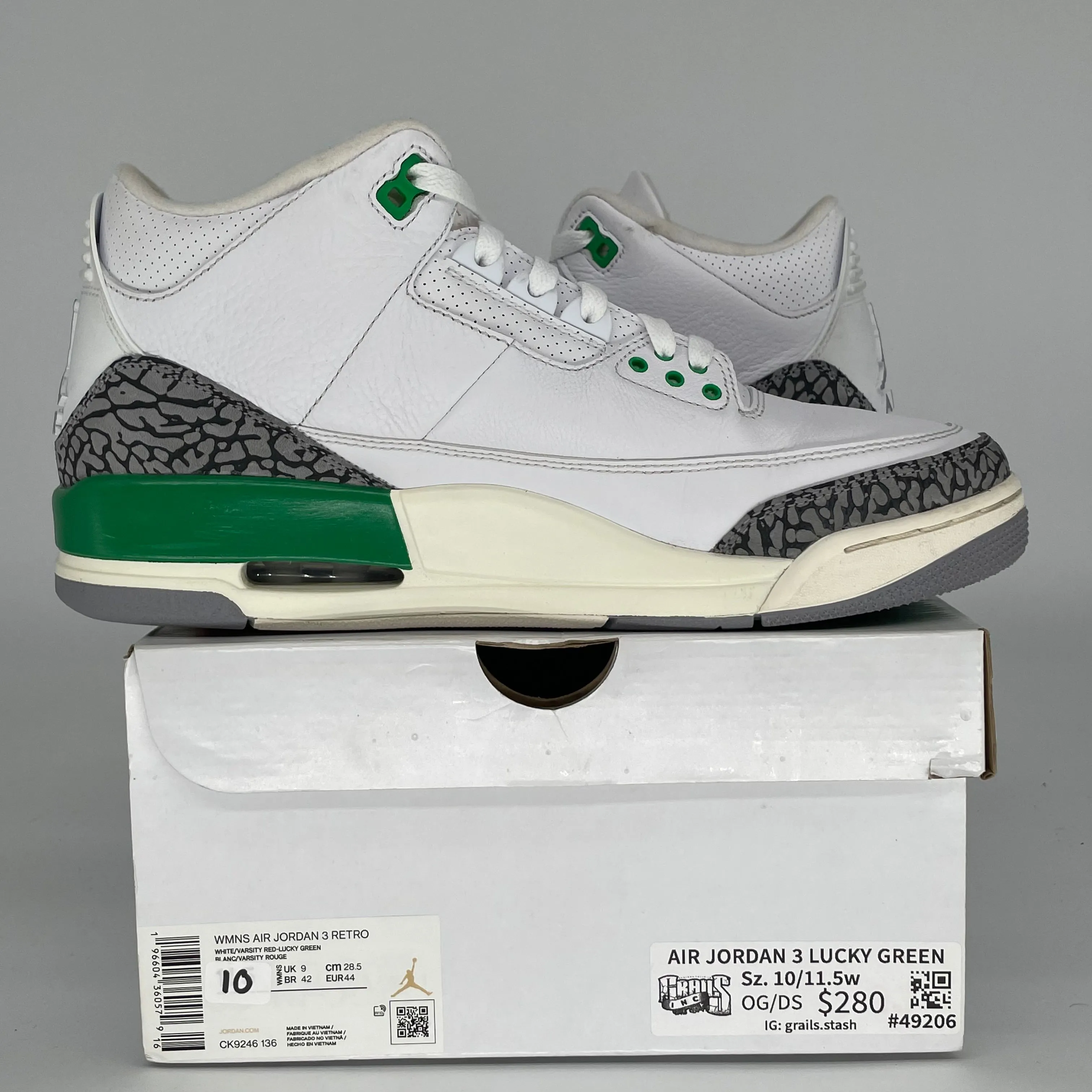 AIR JORDAN 3 LUCKY GREEN W SIZE 10/11.5W CK9246-136
