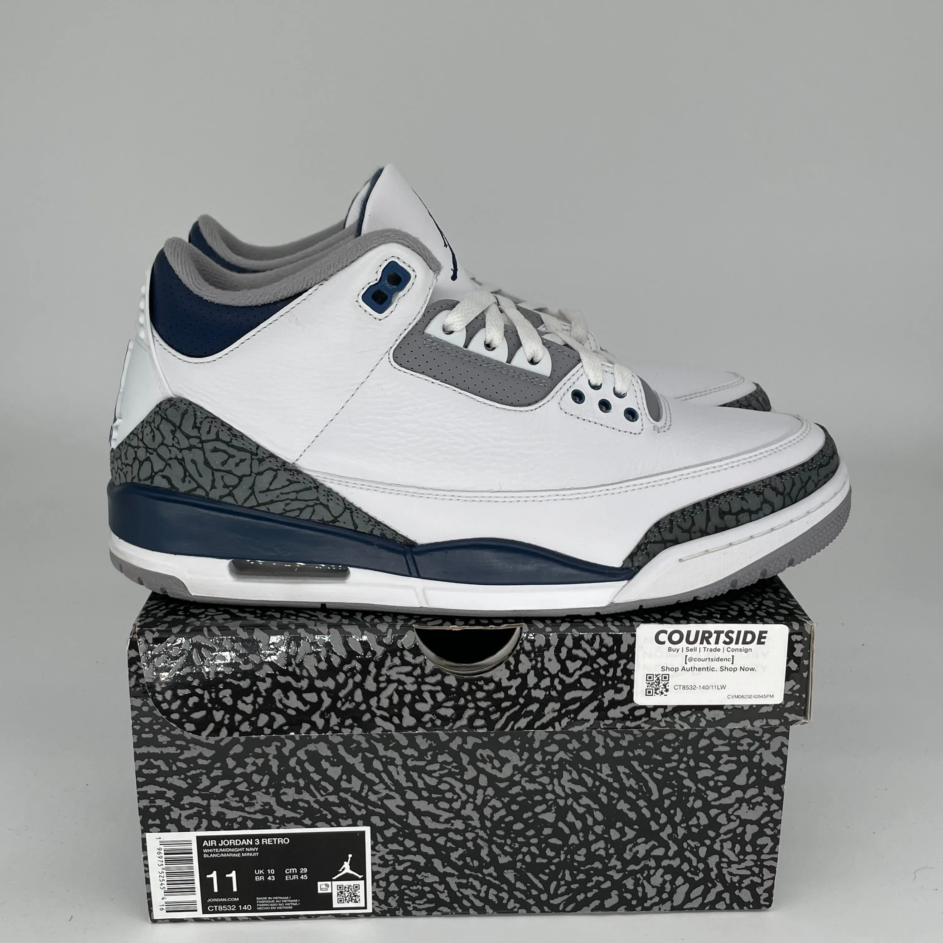 AIR JORDAN 3 MIDNIGHT NAVY SIZE 11 CT8532-140