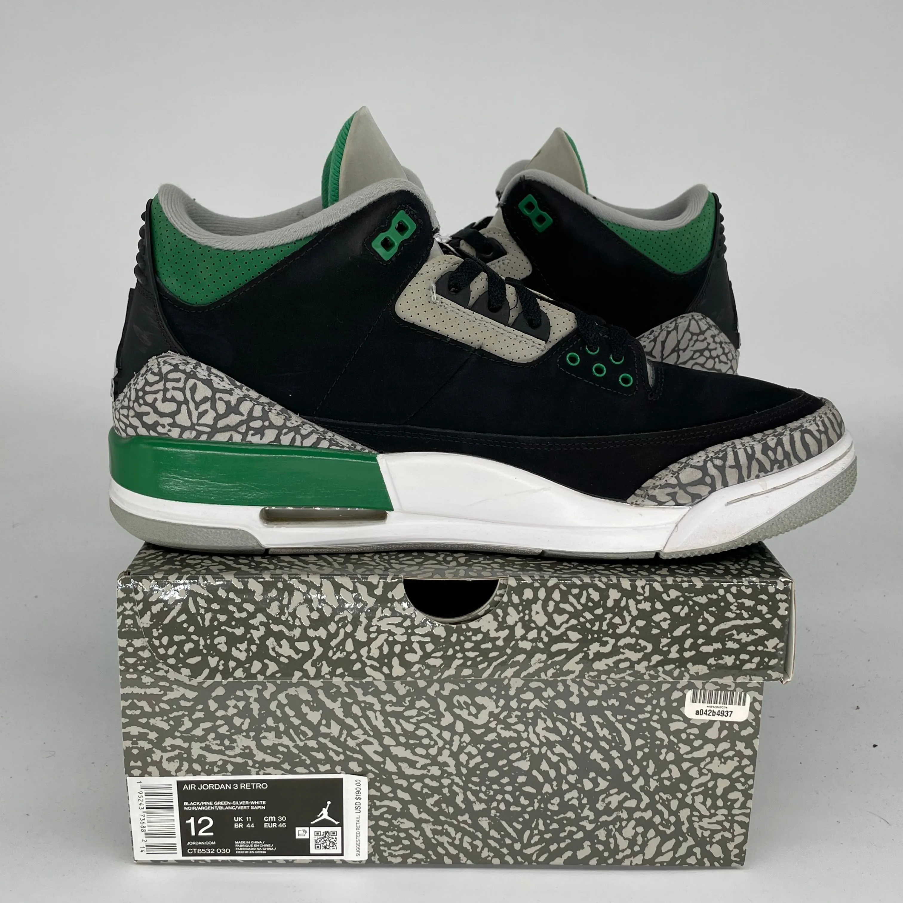 AIR JORDAN 3 PINE GREEN SIZE 12 CT8532-030