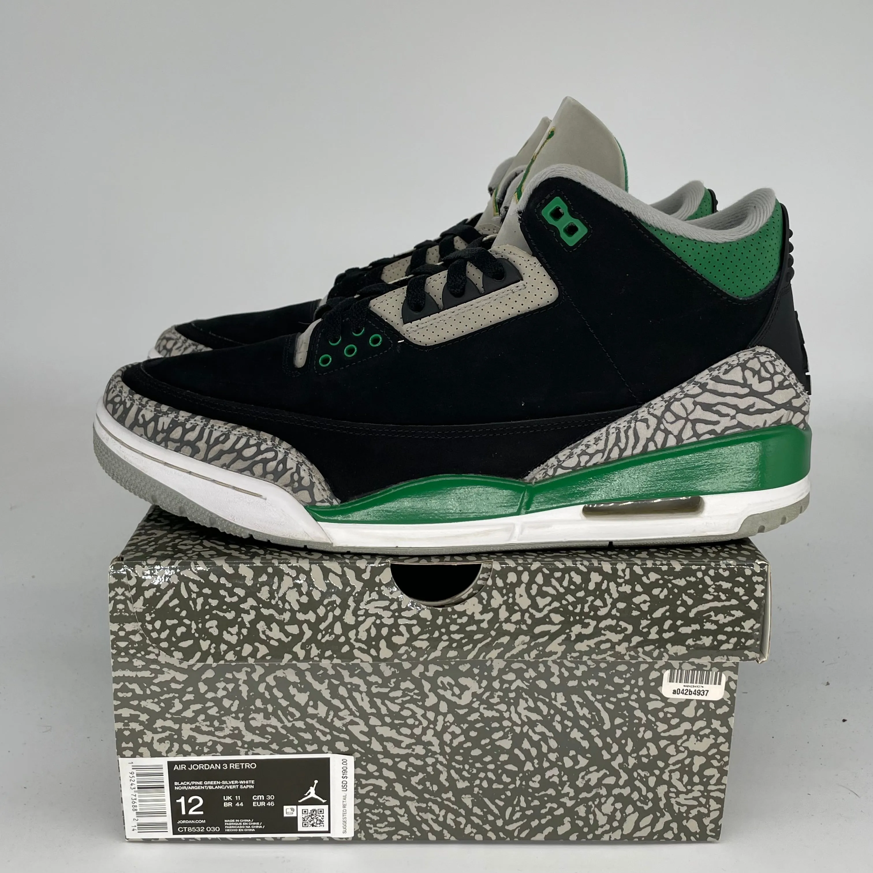 AIR JORDAN 3 PINE GREEN SIZE 12 CT8532-030