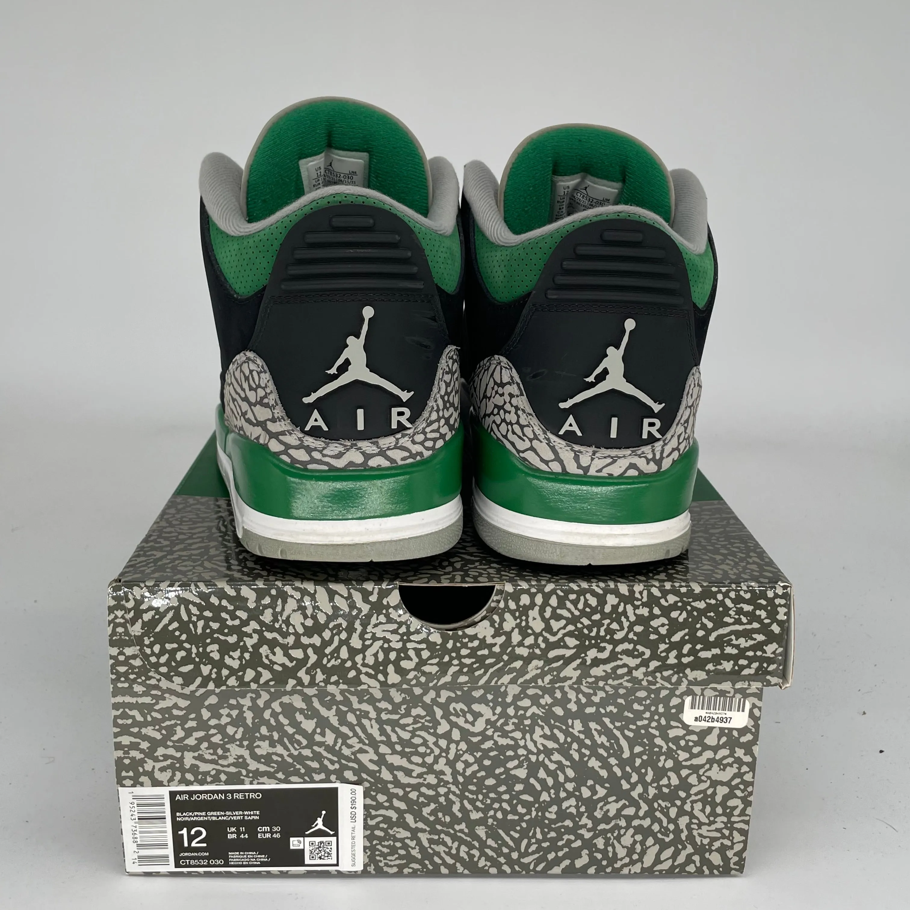 AIR JORDAN 3 PINE GREEN SIZE 12 CT8532-030