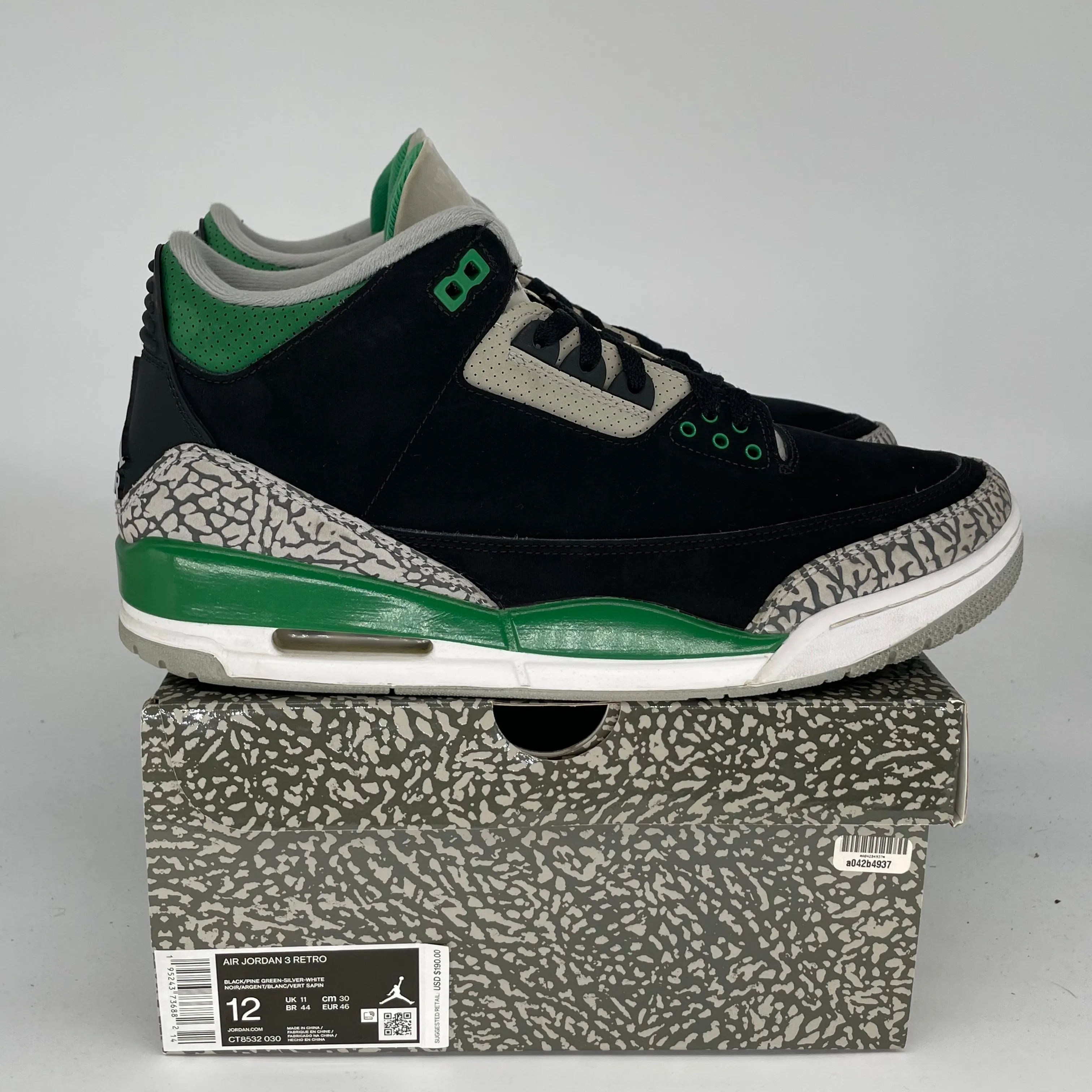 AIR JORDAN 3 PINE GREEN SIZE 12 CT8532-030