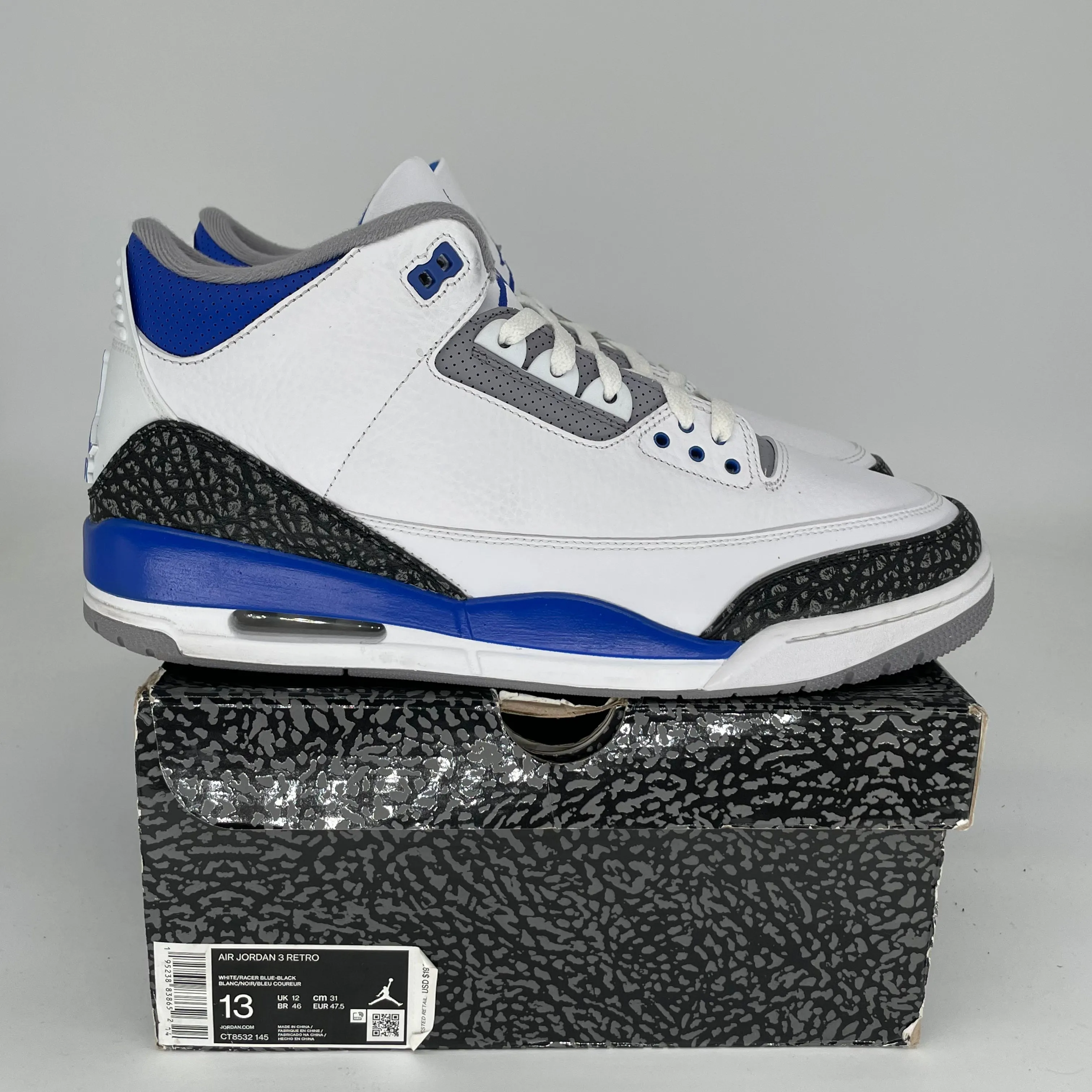 AIR JORDAN 3 RACER BLUE SIZE 13 CT8532-145