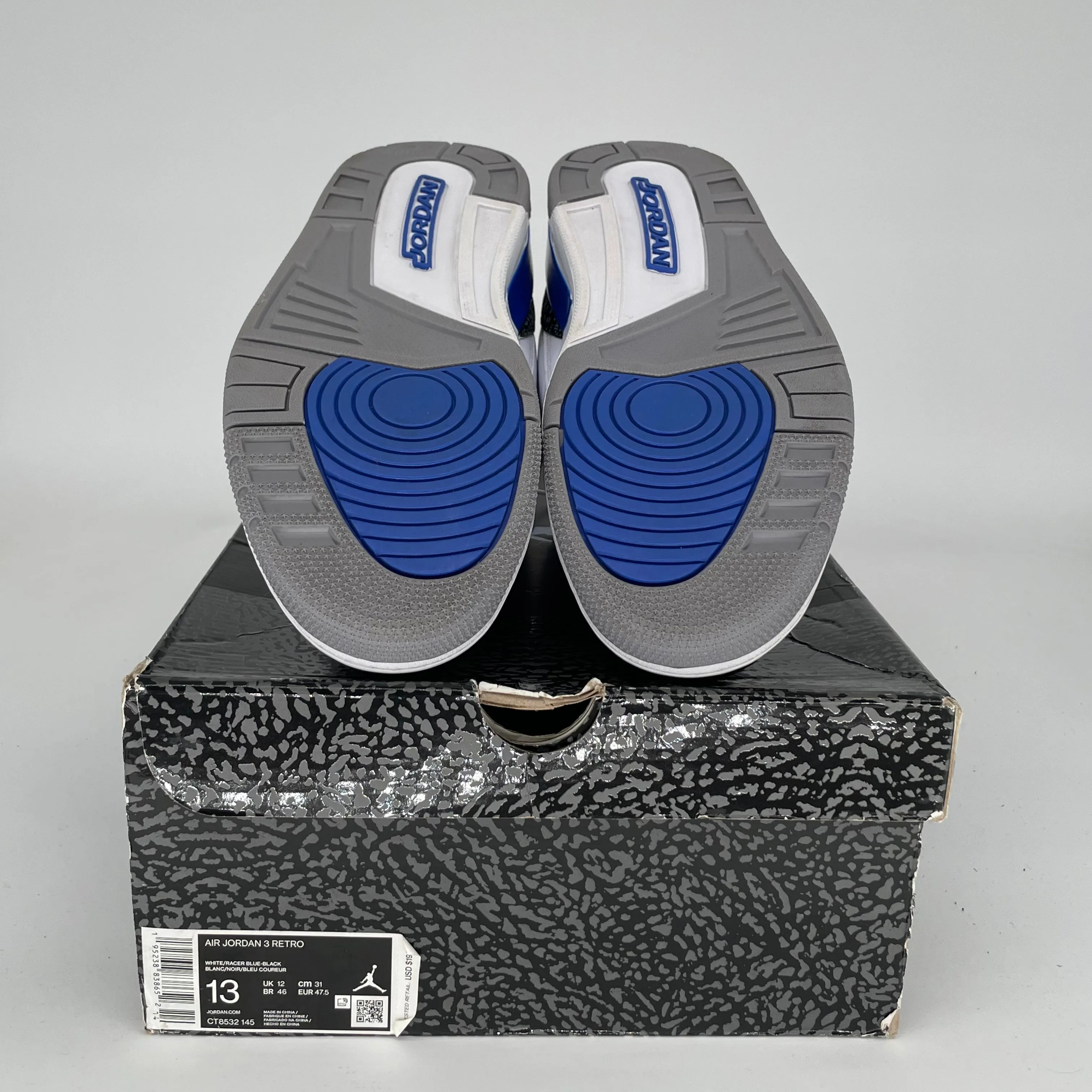 AIR JORDAN 3 RACER BLUE SIZE 13 CT8532-145