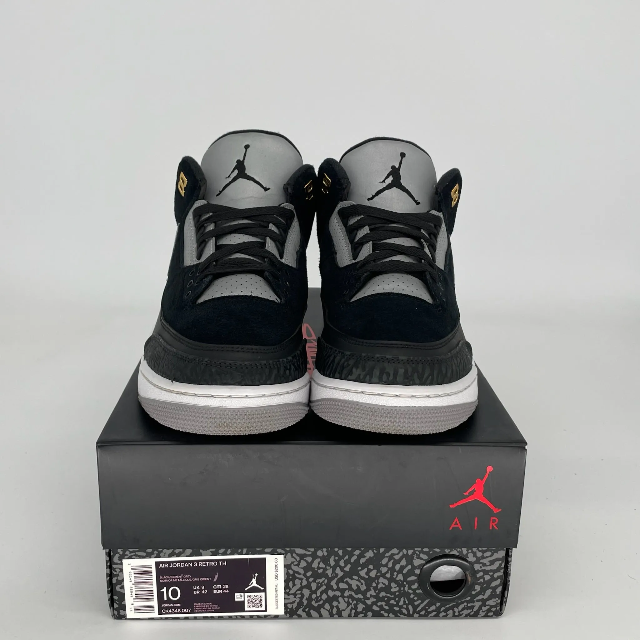 AIR JORDAN 3 TINKER BLACK CEMENT GOLD SIZE 10 CK4348-007