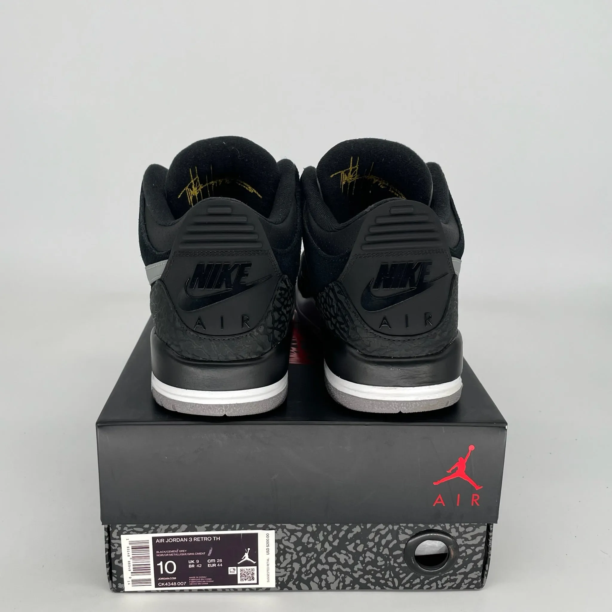 AIR JORDAN 3 TINKER BLACK CEMENT GOLD SIZE 10 CK4348-007
