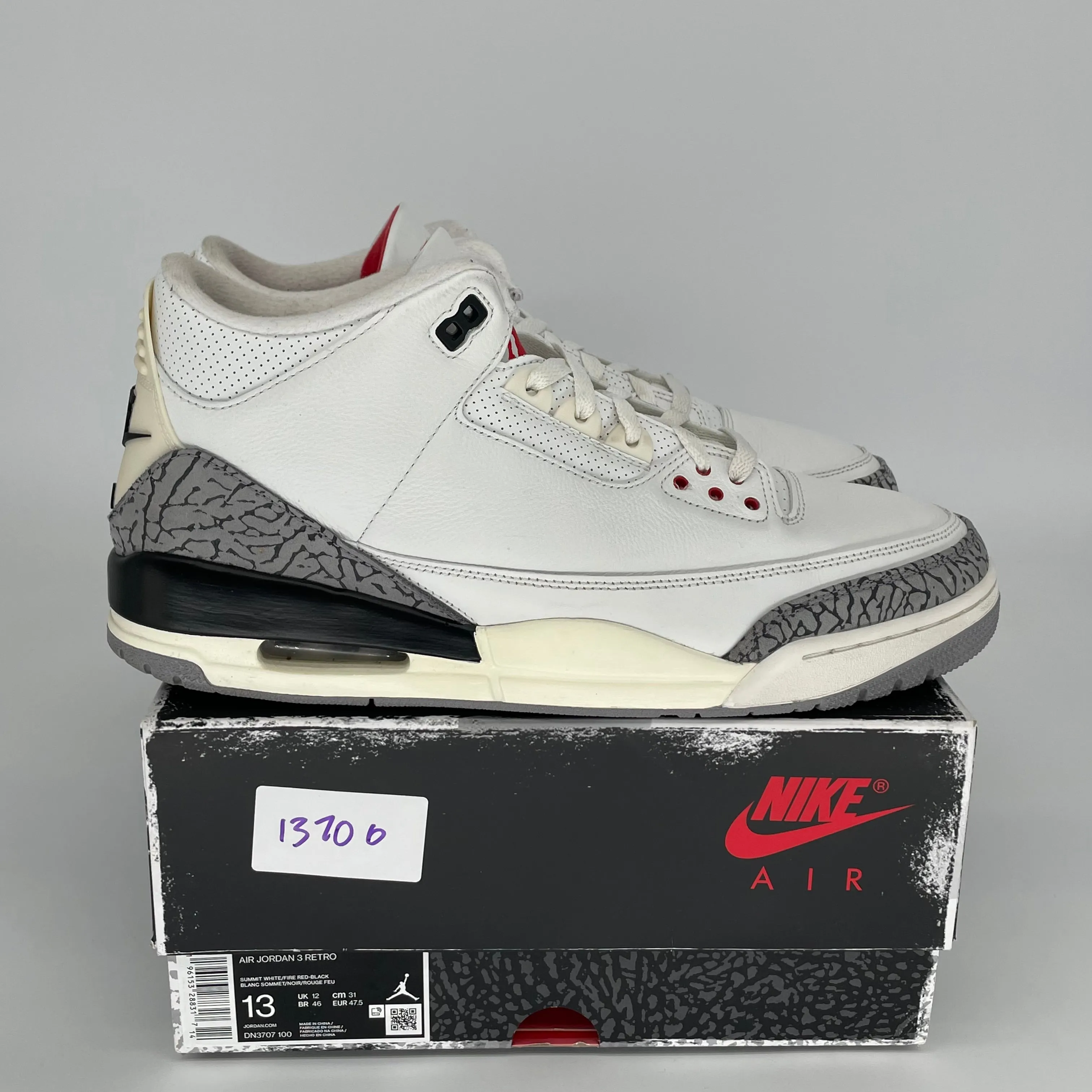 AIR JORDAN 3 WHITE CEMENT REIMAGINED SIZE 13 DN3707-100