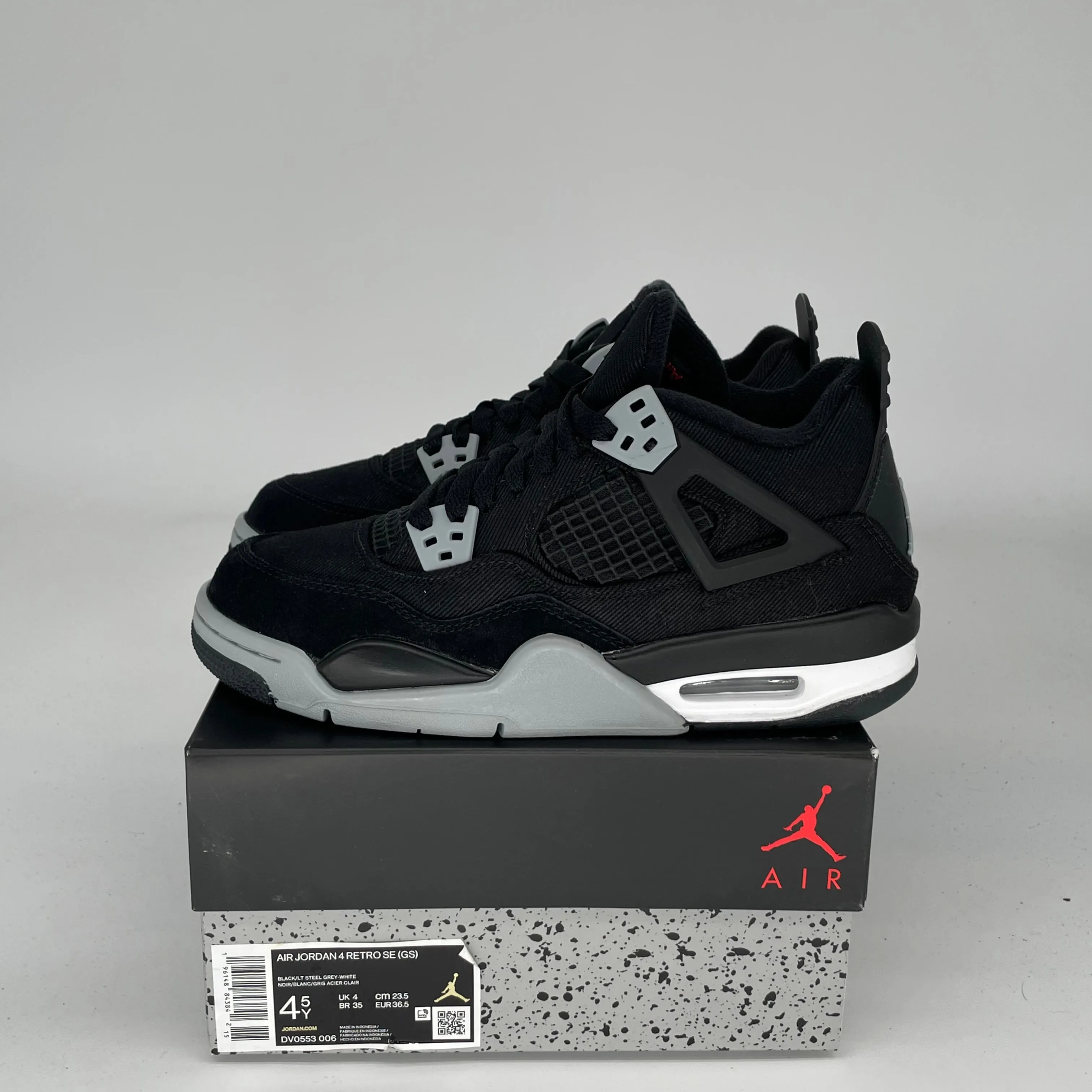 AIR JORDAN 4 BLACK CANVAS SIZE 4.5Y DV0553-006