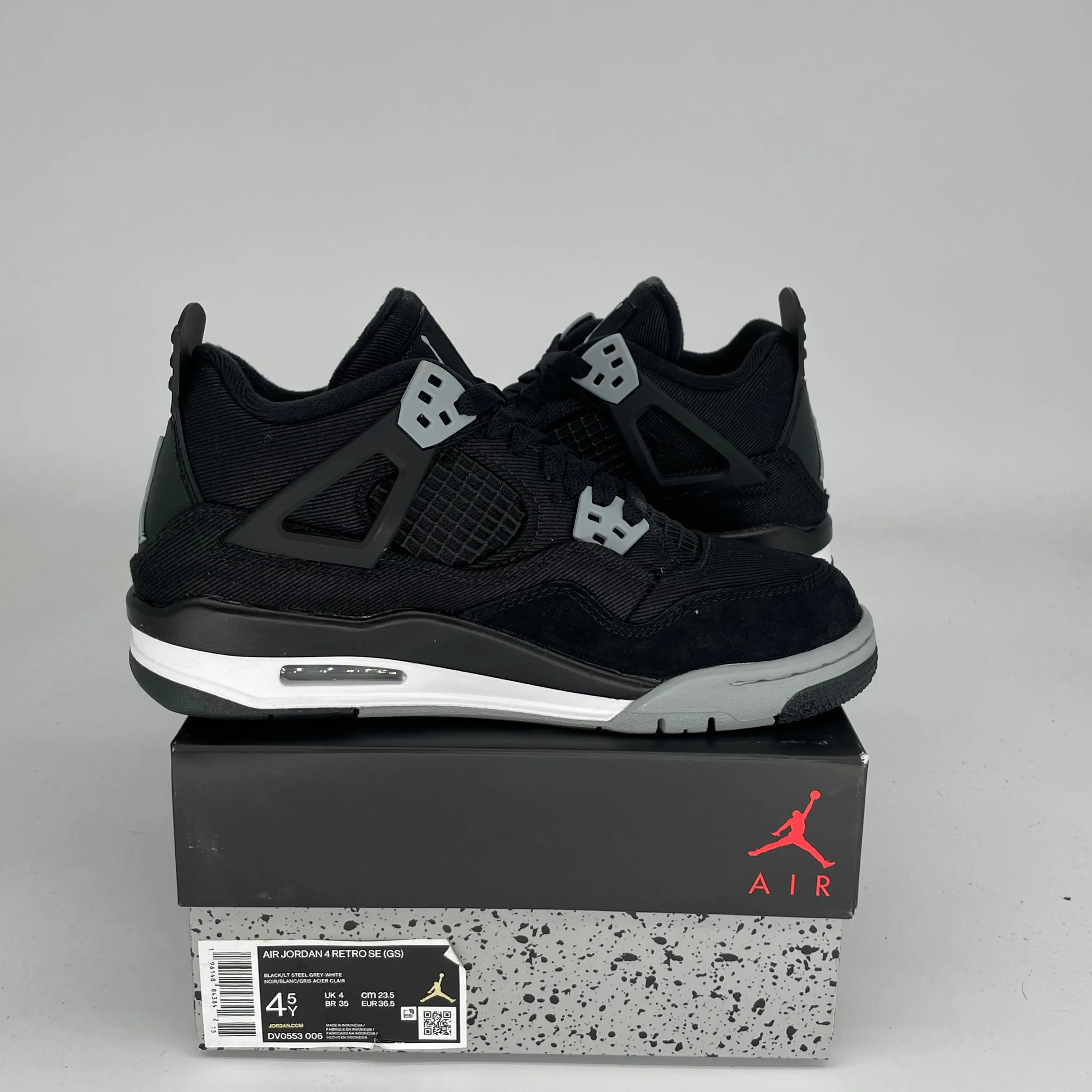 AIR JORDAN 4 BLACK CANVAS SIZE 4.5Y DV0553-006